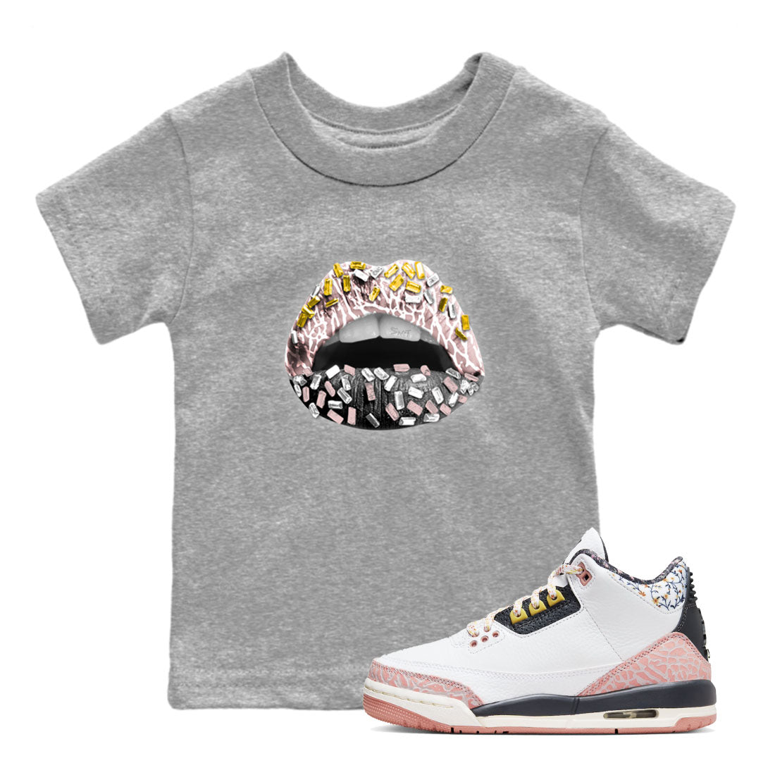 Lips Jewel snkmatch Tees Kids - Air Jordan 3 Vintage Floral
