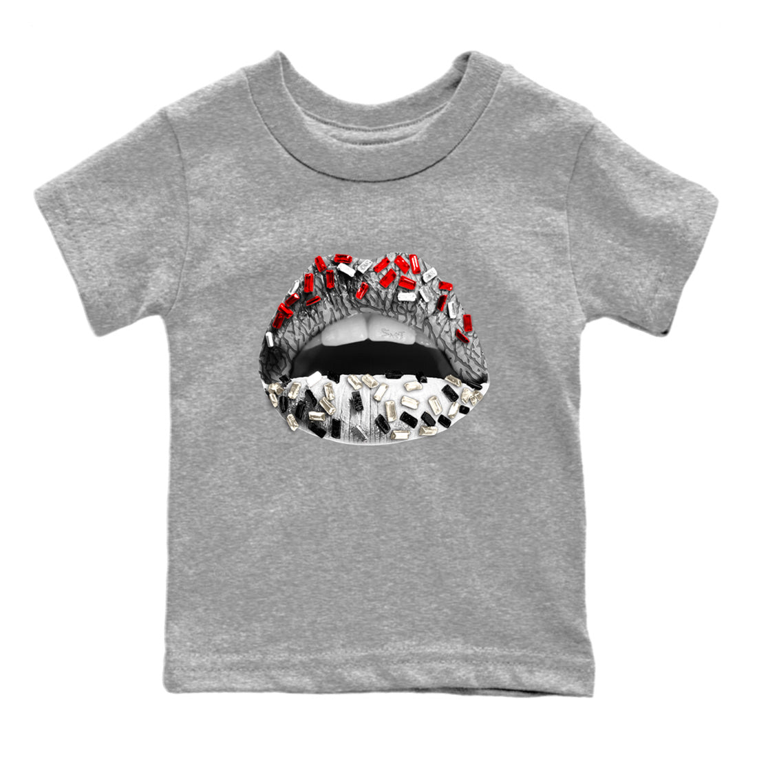 Lips Jewel Kids Tops - Air Jordan 3 White Cement