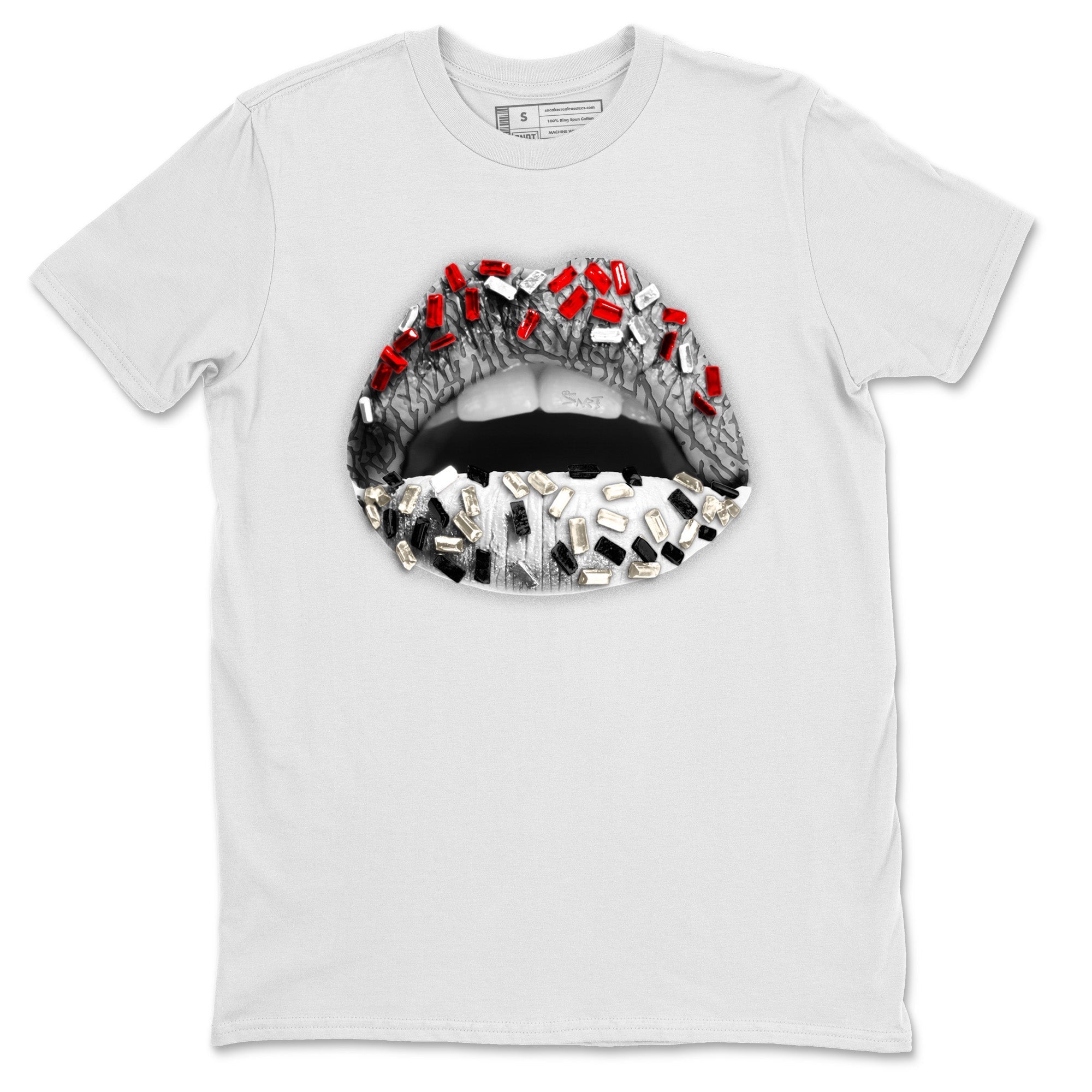 Lips Jewel Unisex Tops - Air Jordan 3 White Cement