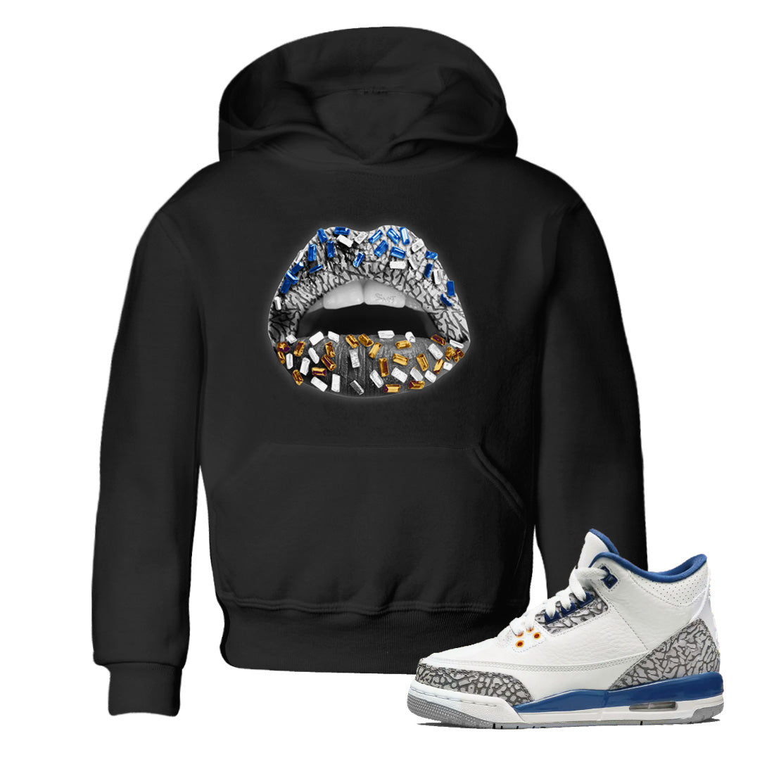 Lips Jewel Kids Tops - Air Jordan 3 Wizards