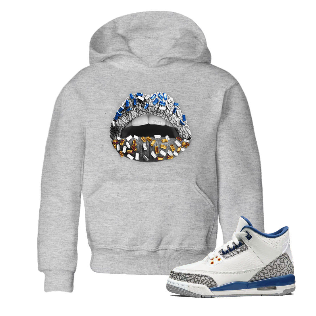 Lips Jewel Kids Tops - Air Jordan 3 Wizards