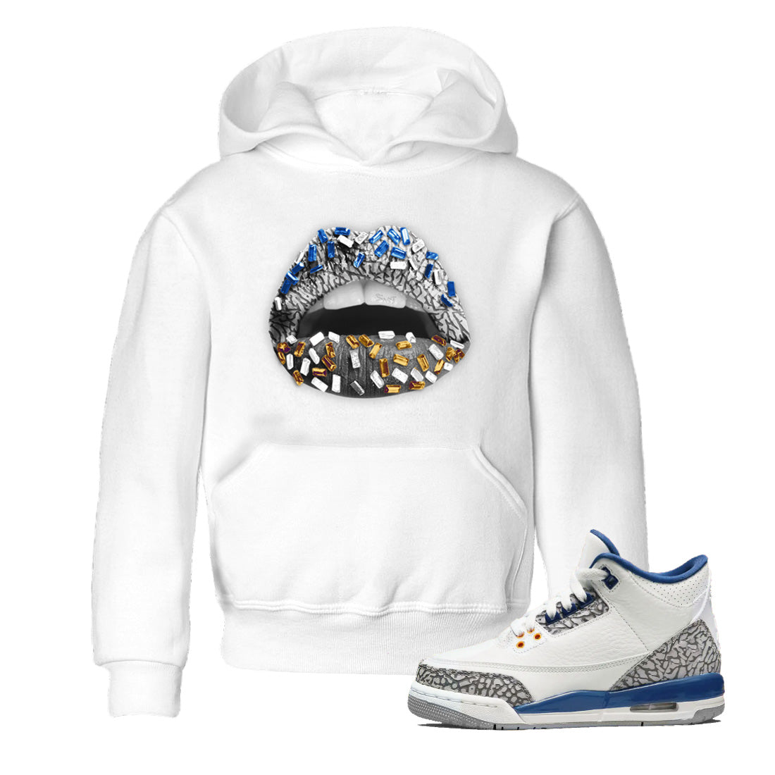 Lips Jewel Kids Tops - Air Jordan 3 Wizards