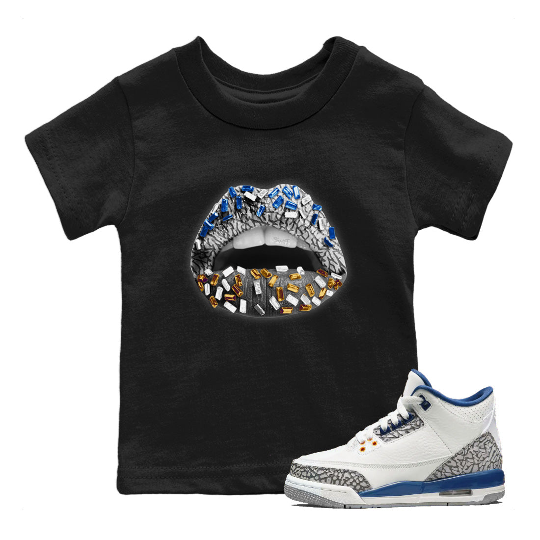 Lips Jewel Kids Tops - Air Jordan 3 Wizards