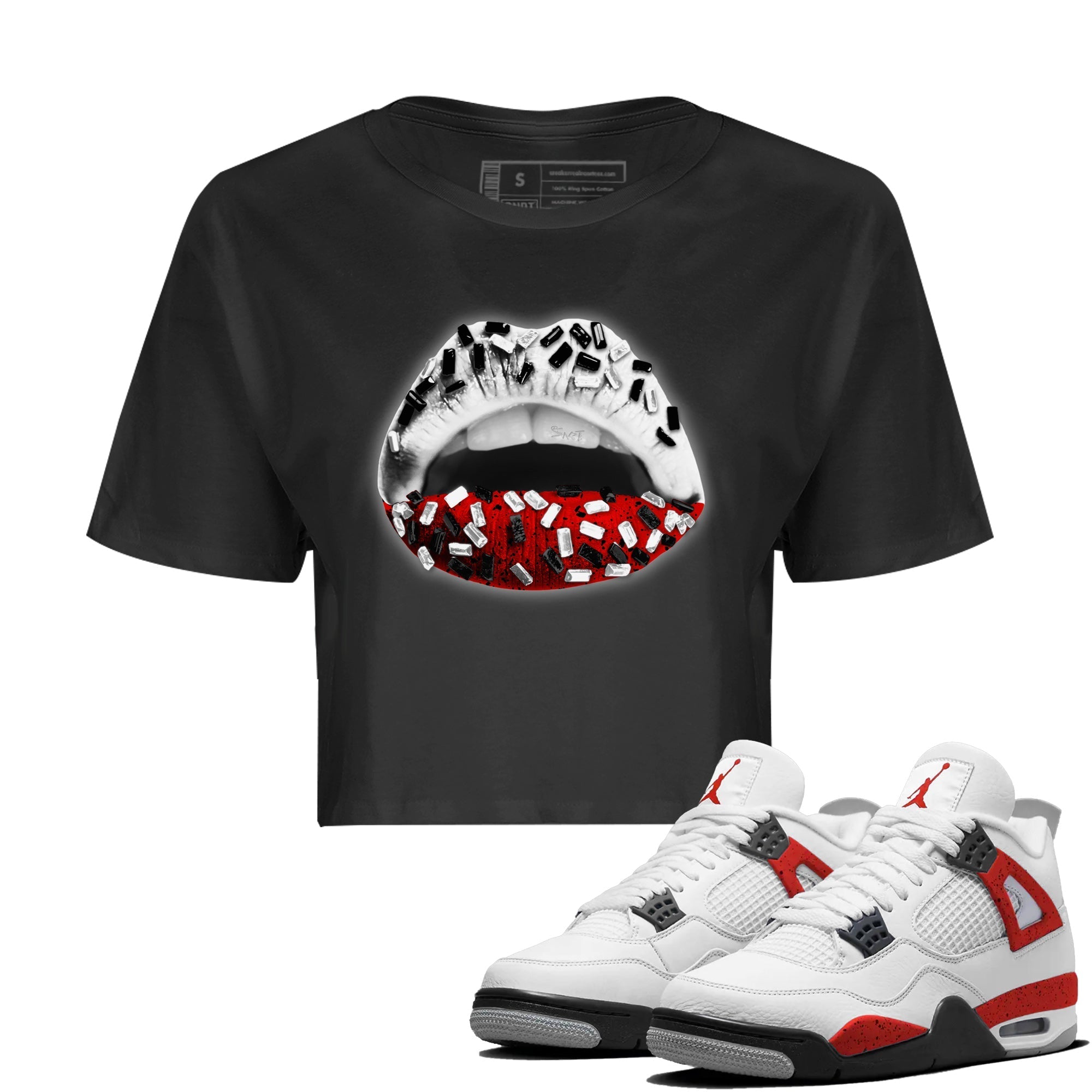 Lips Jewel Women's Tops - Air Jordan 4 Red Cement