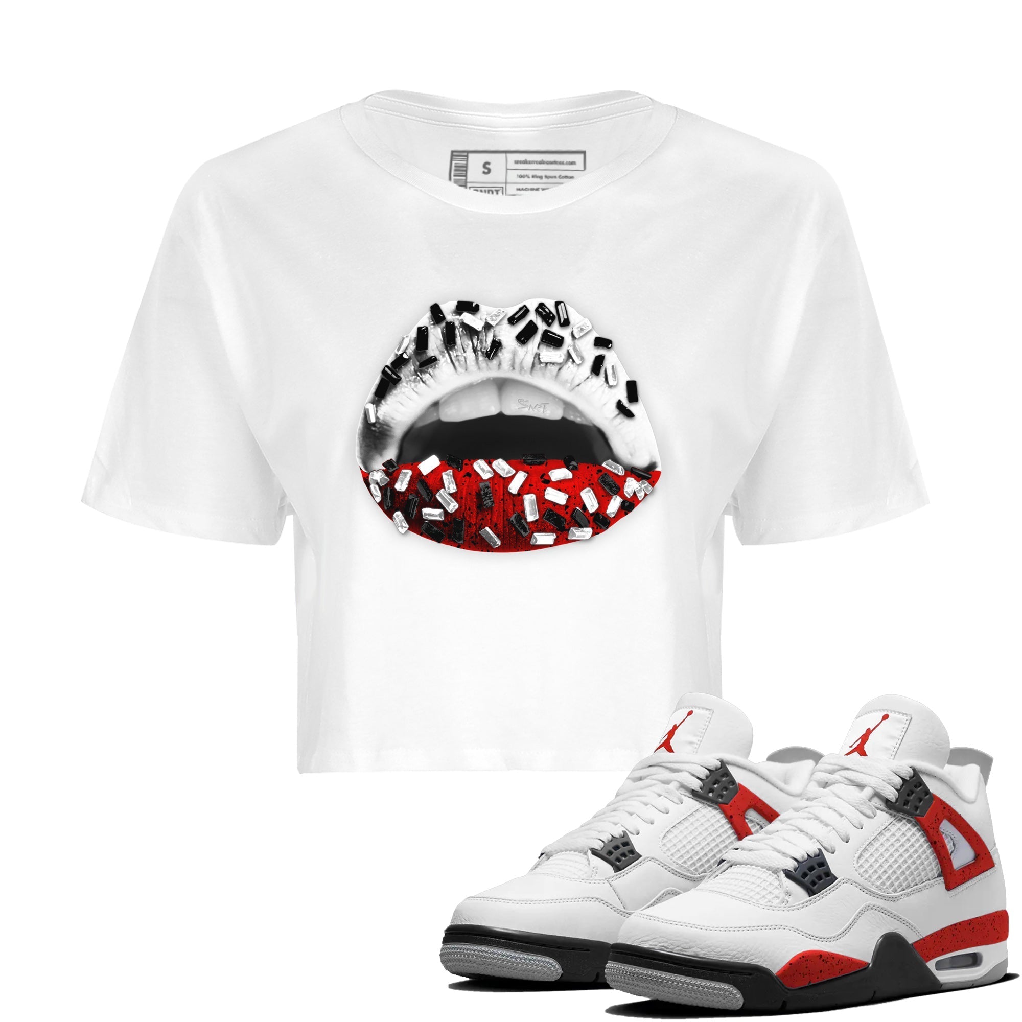 Lips Jewel Women's Tops - Air Jordan 4 Red Cement