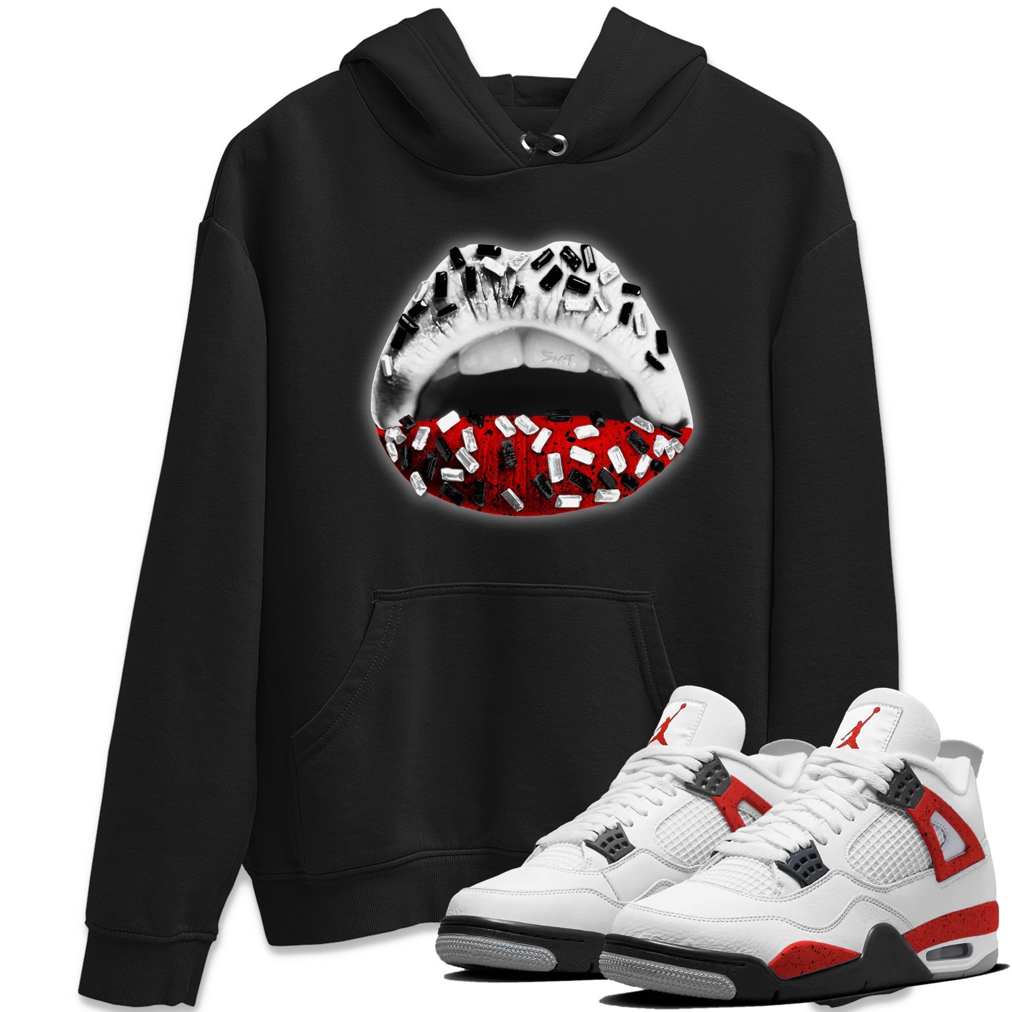 Lips Jewel Unisex Tops - Air Jordan 4 Red Cement