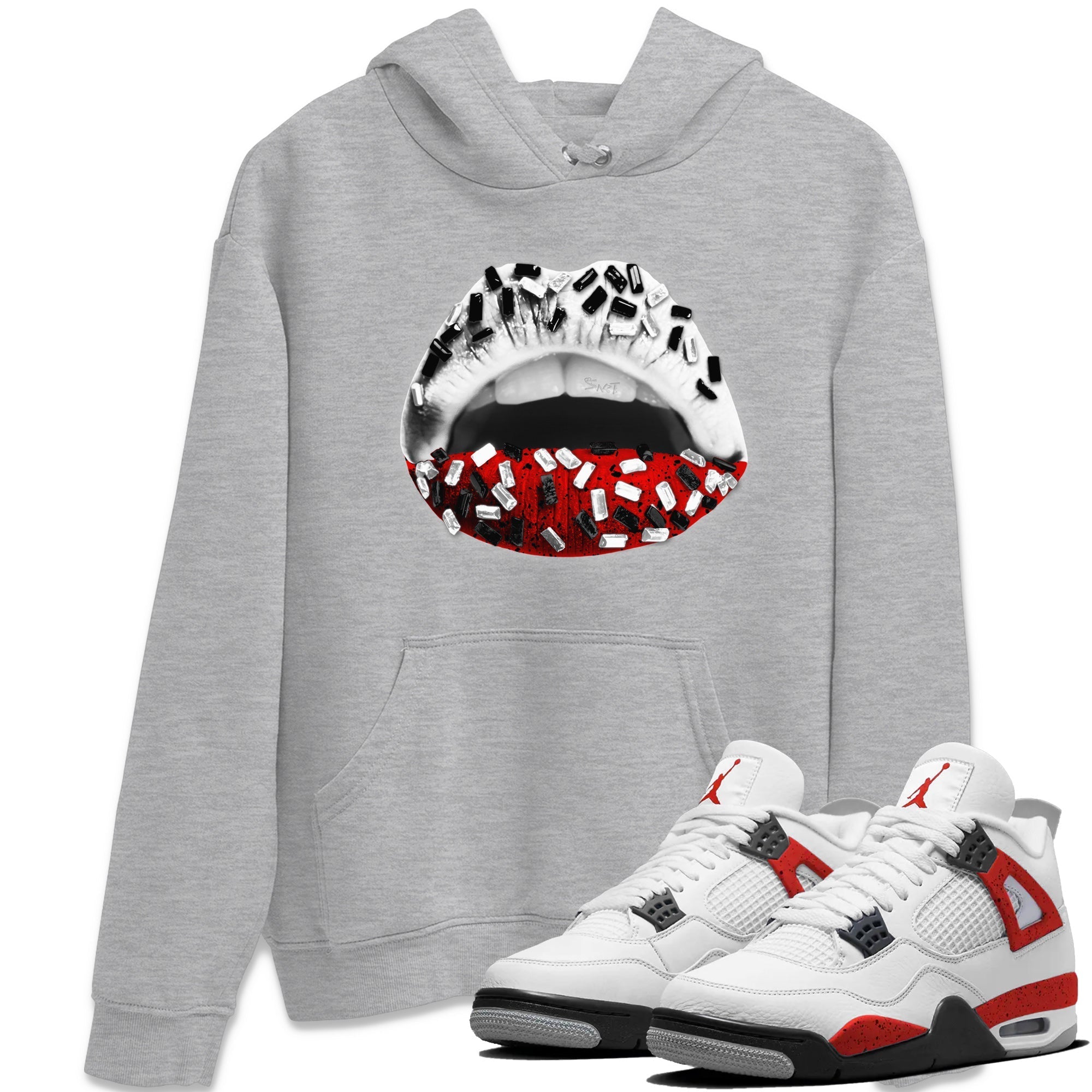 Lips Jewel Unisex Tops - Air Jordan 4 Red Cement