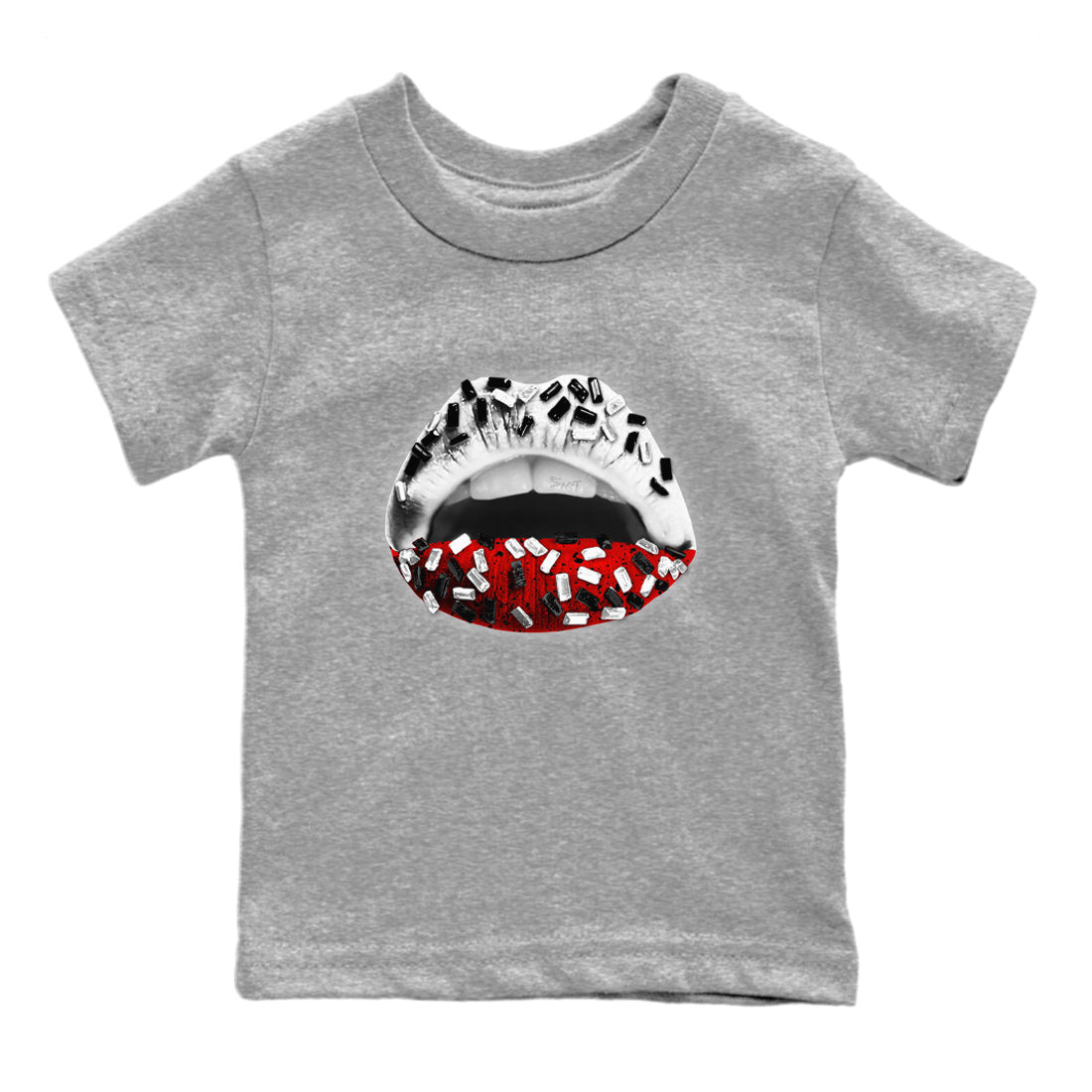 Lips Jewel Kids Tops - Air Jordan 4 Red Cement
