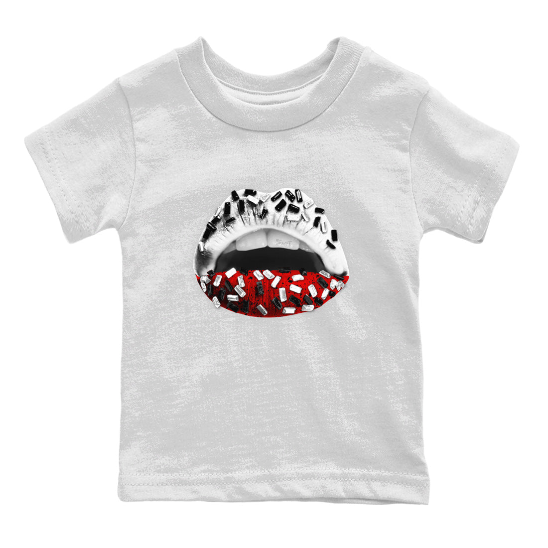 Lips Jewel Kids Tops - Air Jordan 4 Red Cement
