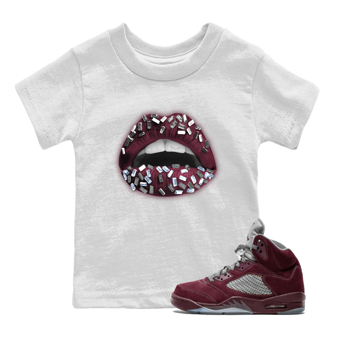Lips Jewel Kids Tops - Air Jordan 5 Burgundy