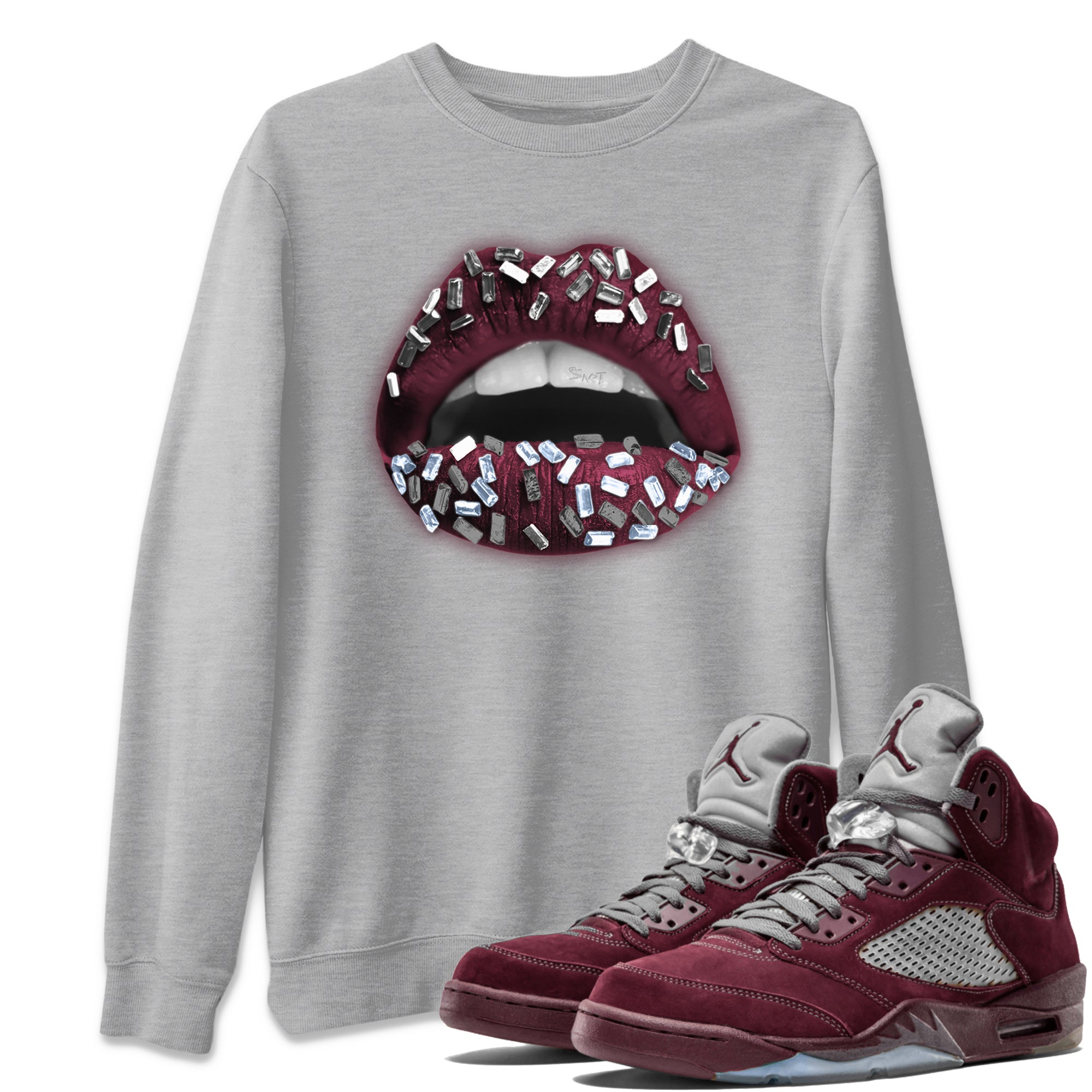 Lips Jewel Unisex Tops - Air Jordan 5 Burgundy