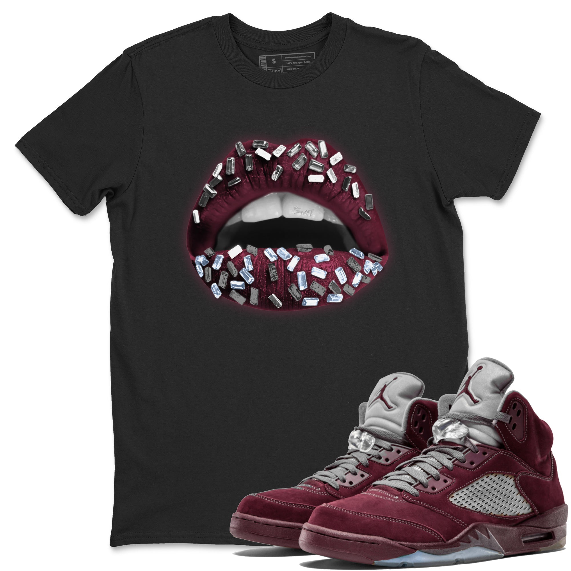 Lips Jewel Unisex Tops - Air Jordan 5 Burgundy