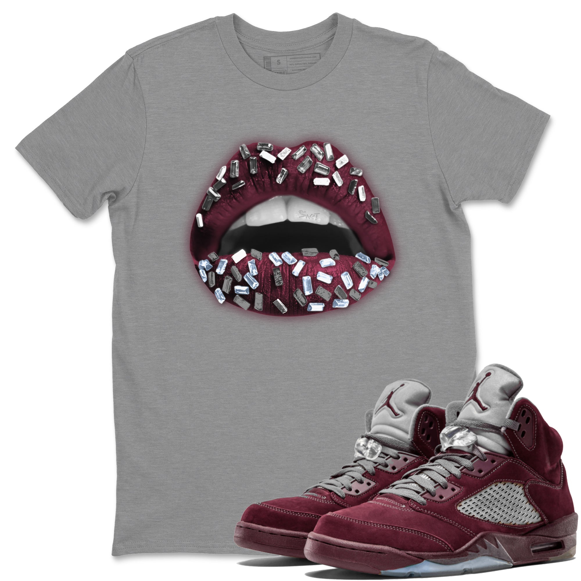Lips Jewel Unisex Tops - Air Jordan 5 Burgundy
