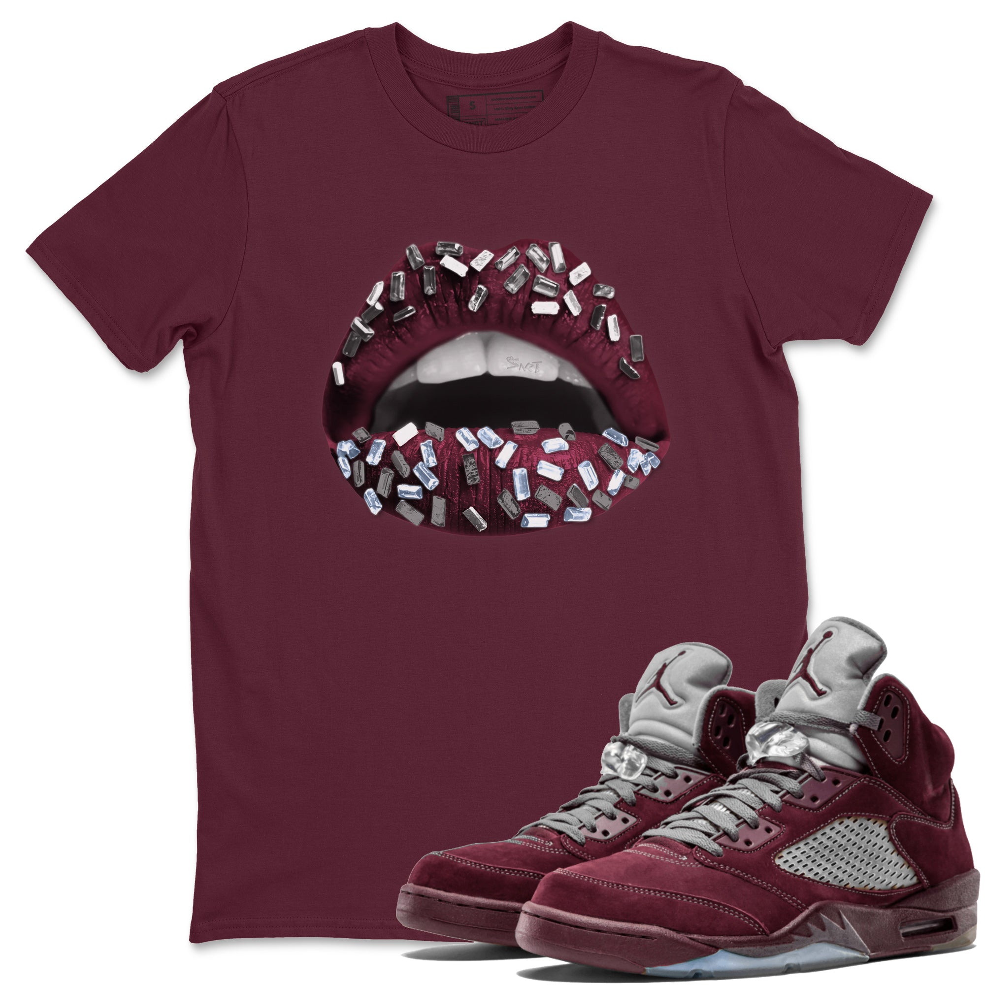 Lips Jewel Unisex Tops - Air Jordan 5 Burgundy