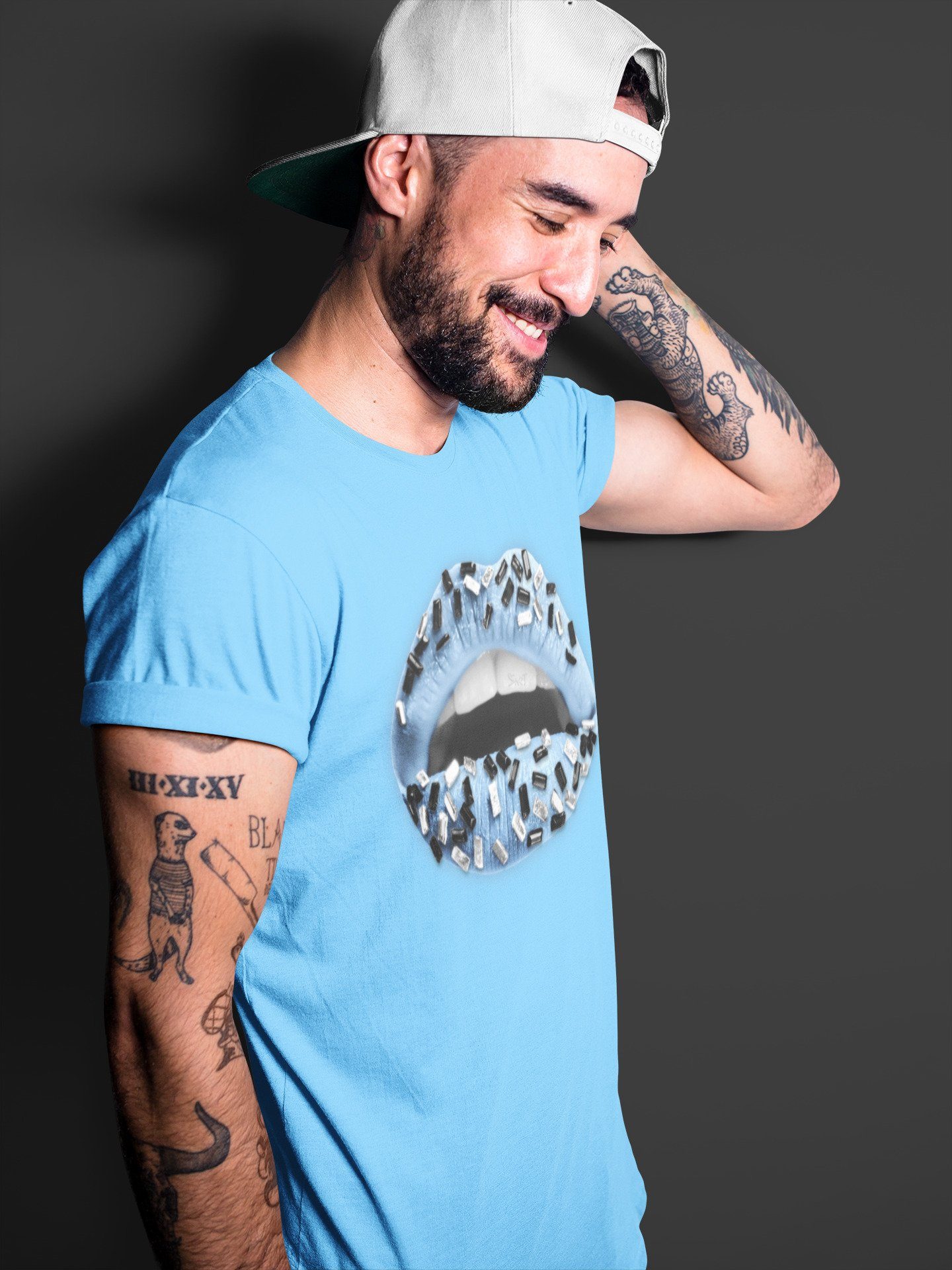 Lips Jewel Unisex Tops - Air Jordan 1 University Blue