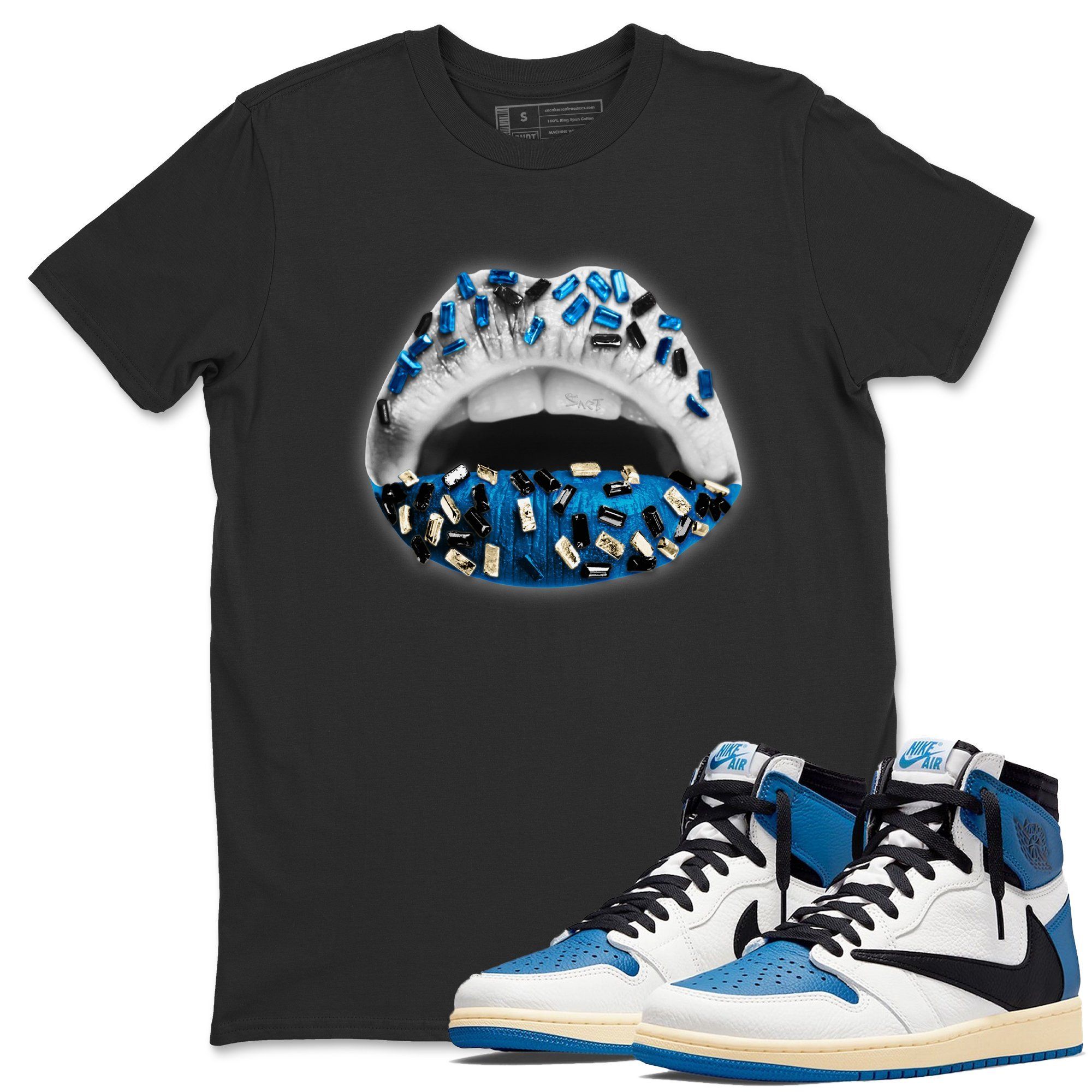 Lips Jewel Unisex Tops - Air Jordan 1 Travis Scott Fragment
