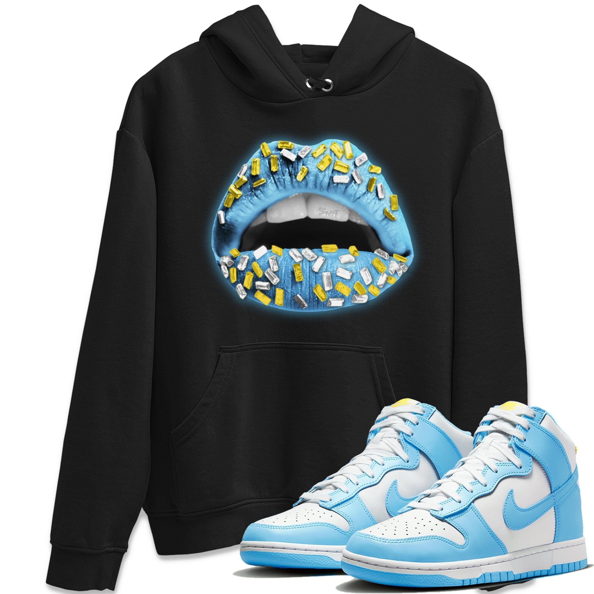 Lips Jewel Unisex Tops - Dunk Blue Chill