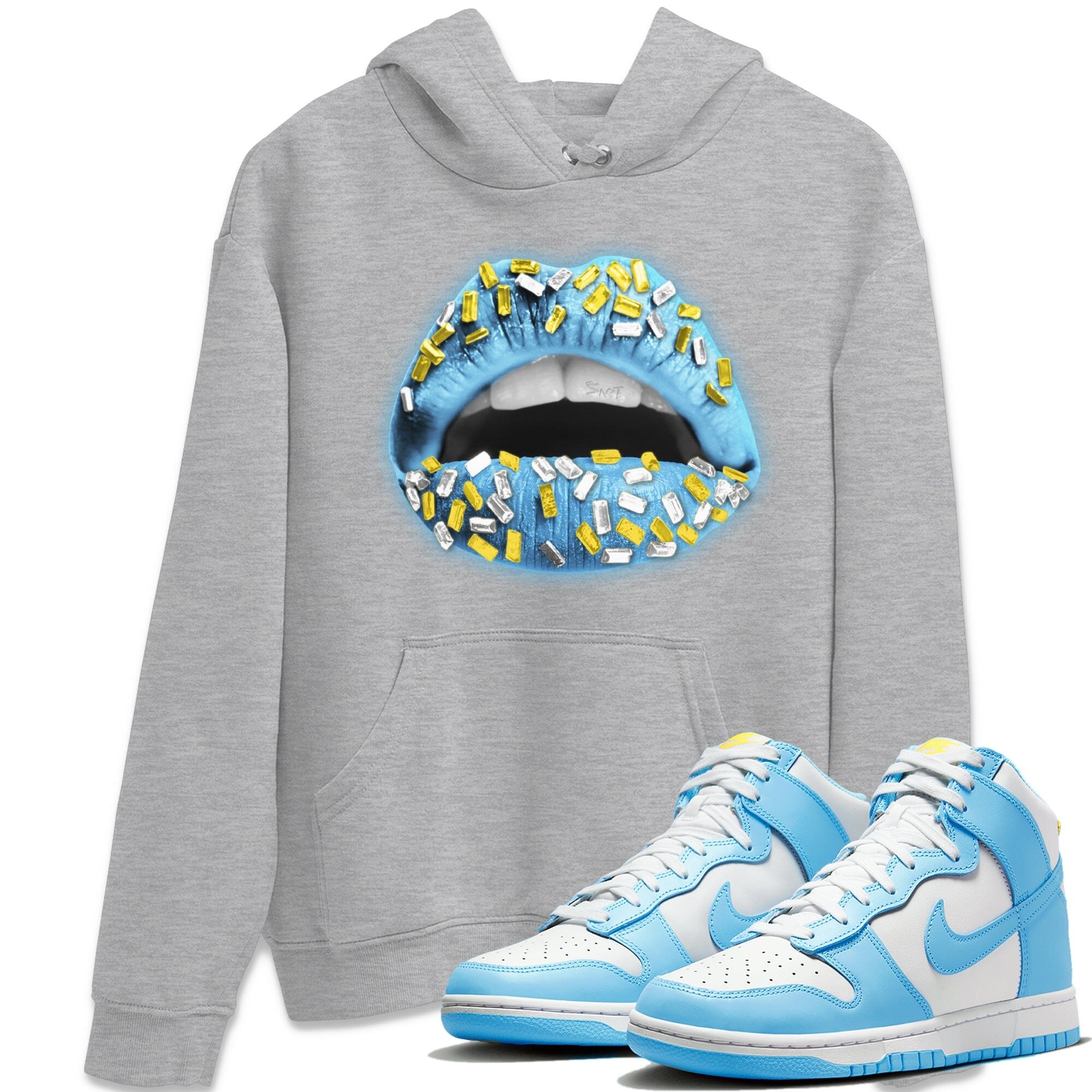 Lips Jewel Unisex Tops - Dunk Blue Chill