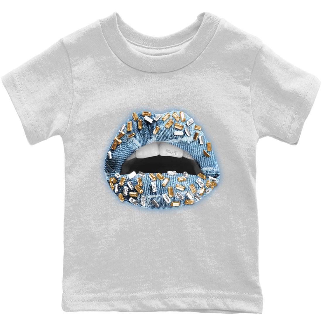 Lips Jewel Kids Tops - Air Jordan 1 Denim