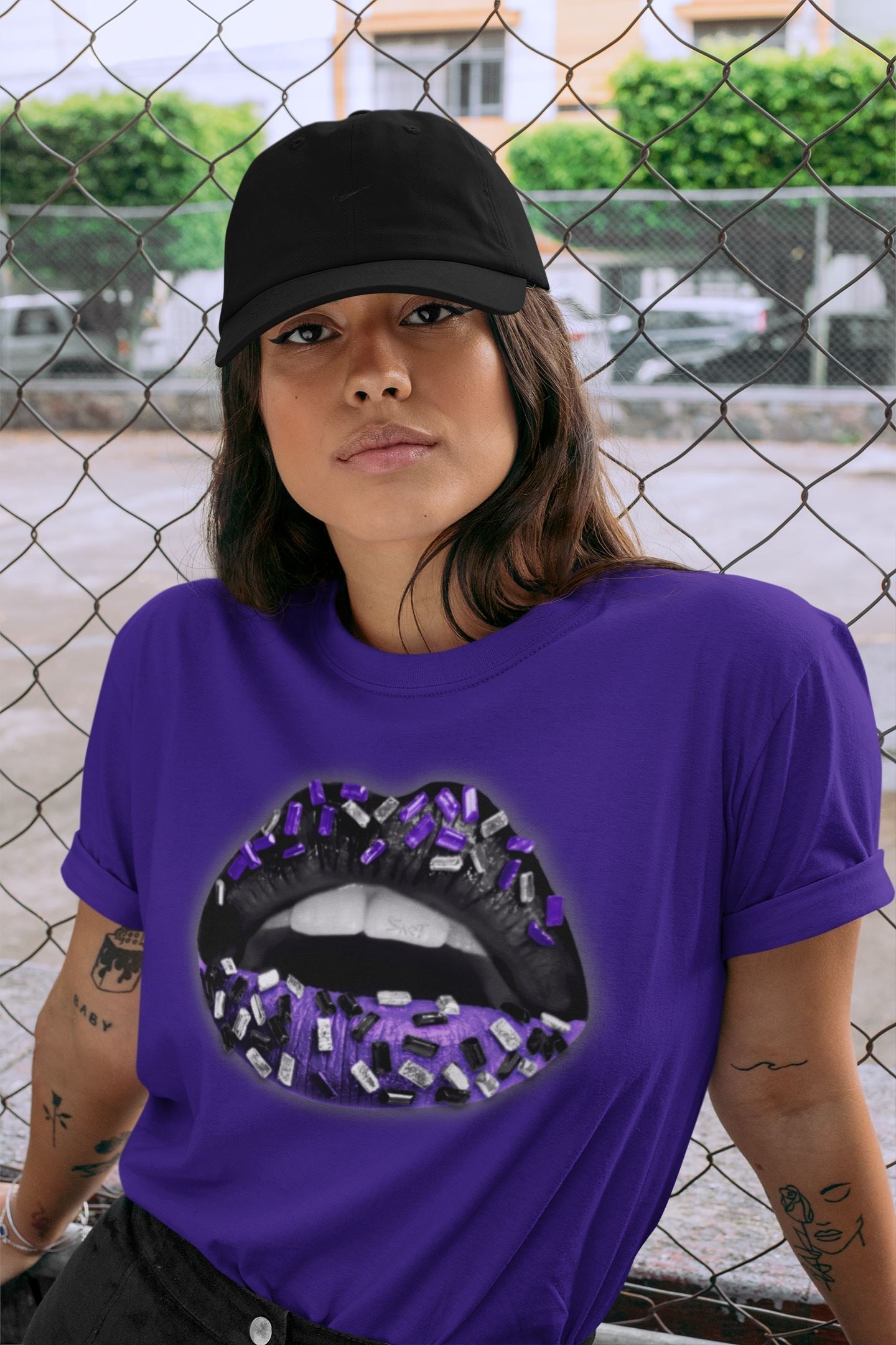 Lips Jewel Unisex Tops - Air Jordan 13 Court Purple