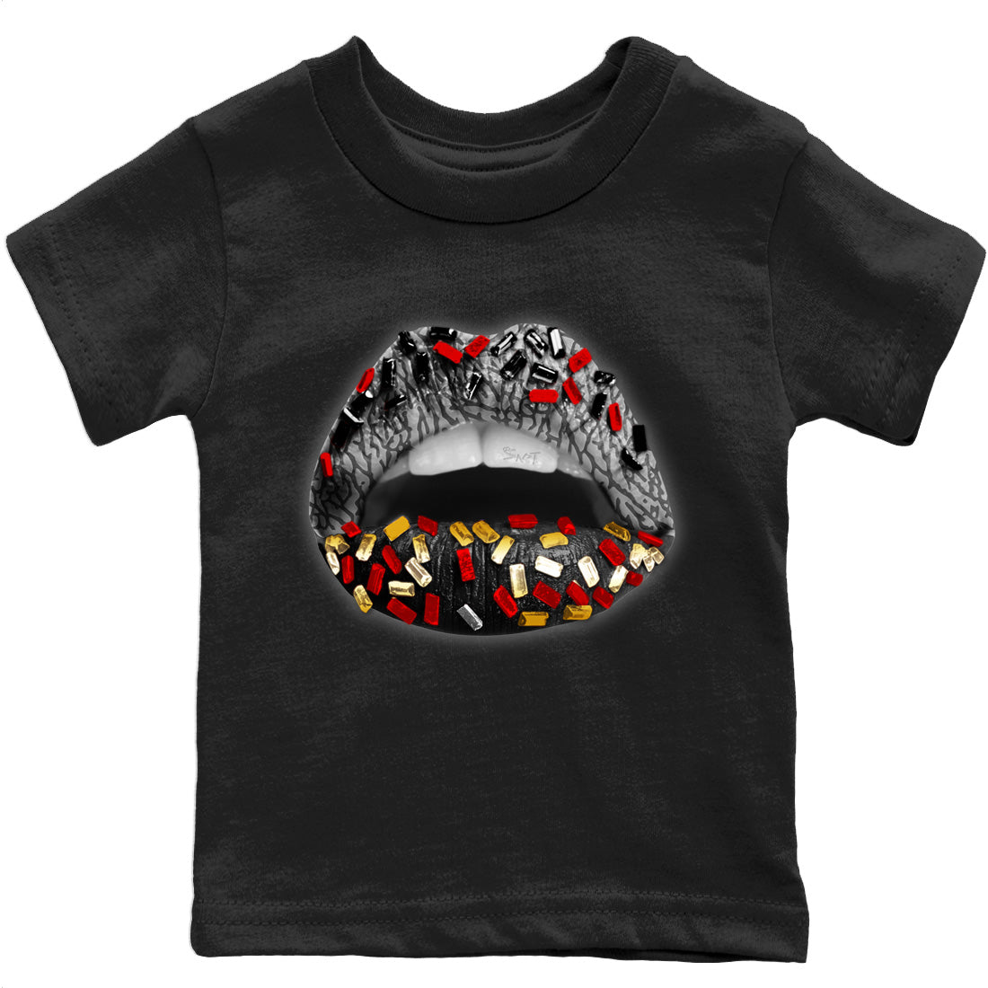 Lips Jewel Kids Tops - Air Jordan 3 Black Gold