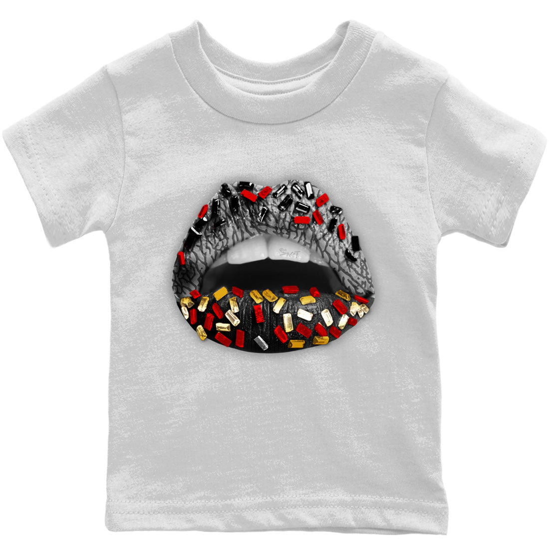 Lips Jewel Kids Tops - Air Jordan 3 Black Gold