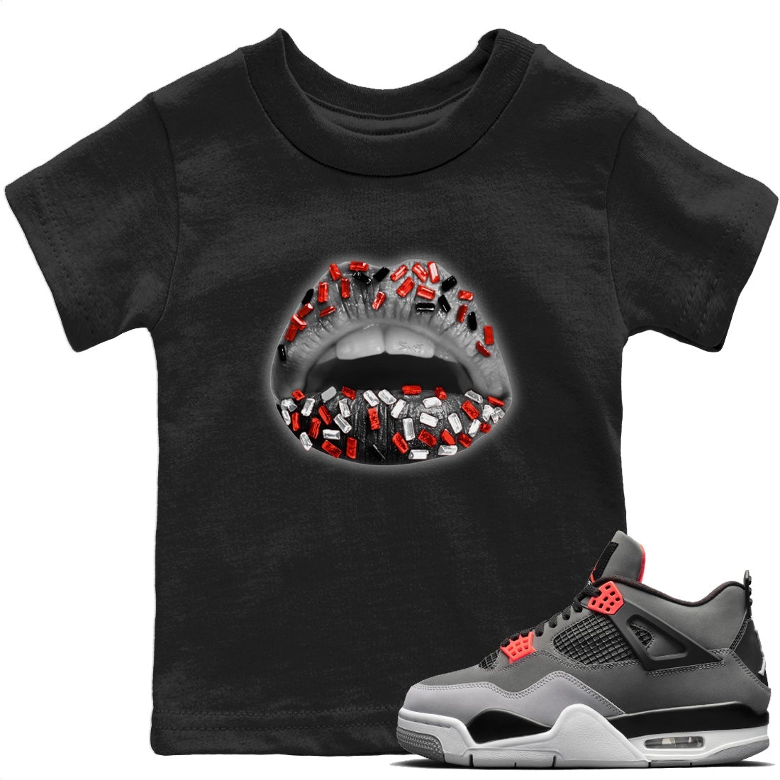 Lips Jewel Kids Tops - Air Jordan 4 Infrared