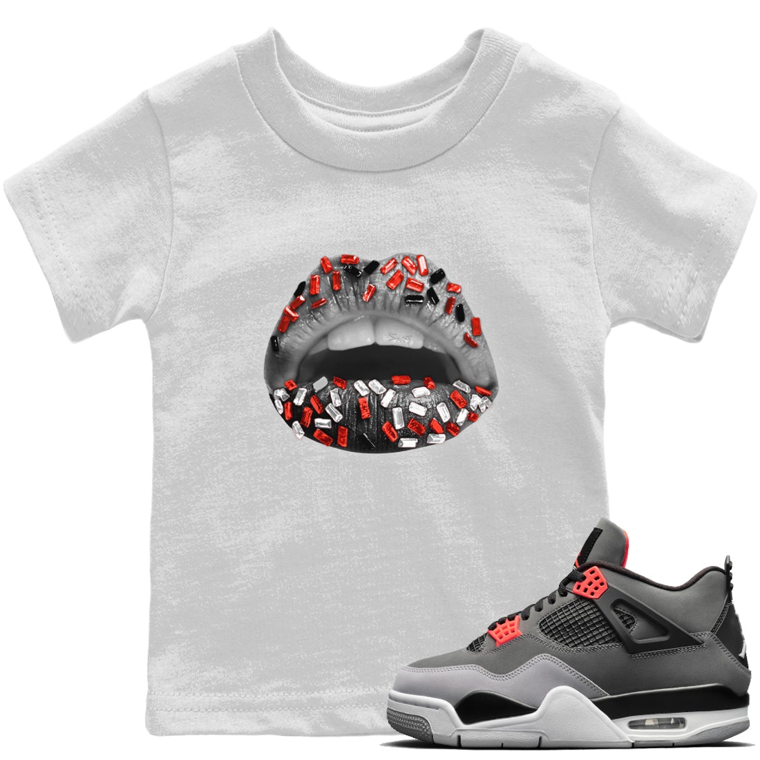 Lips Jewel Kids Tops - Air Jordan 4 Infrared