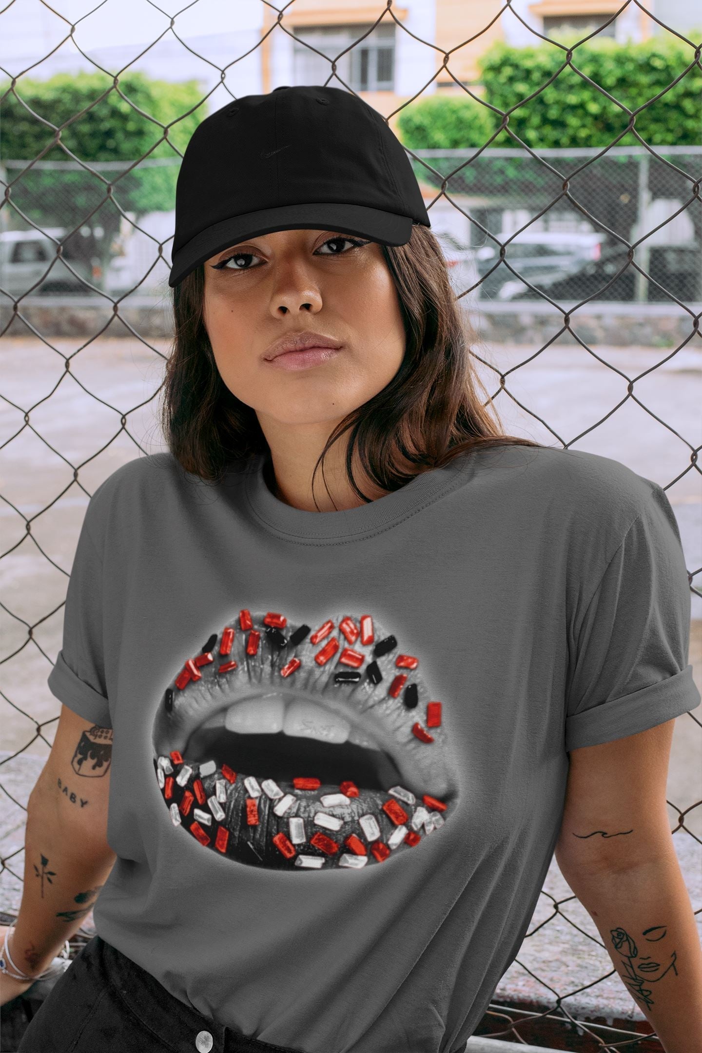 Lips Jewel Unisex Tops - Air Jordan 4 Infrared
