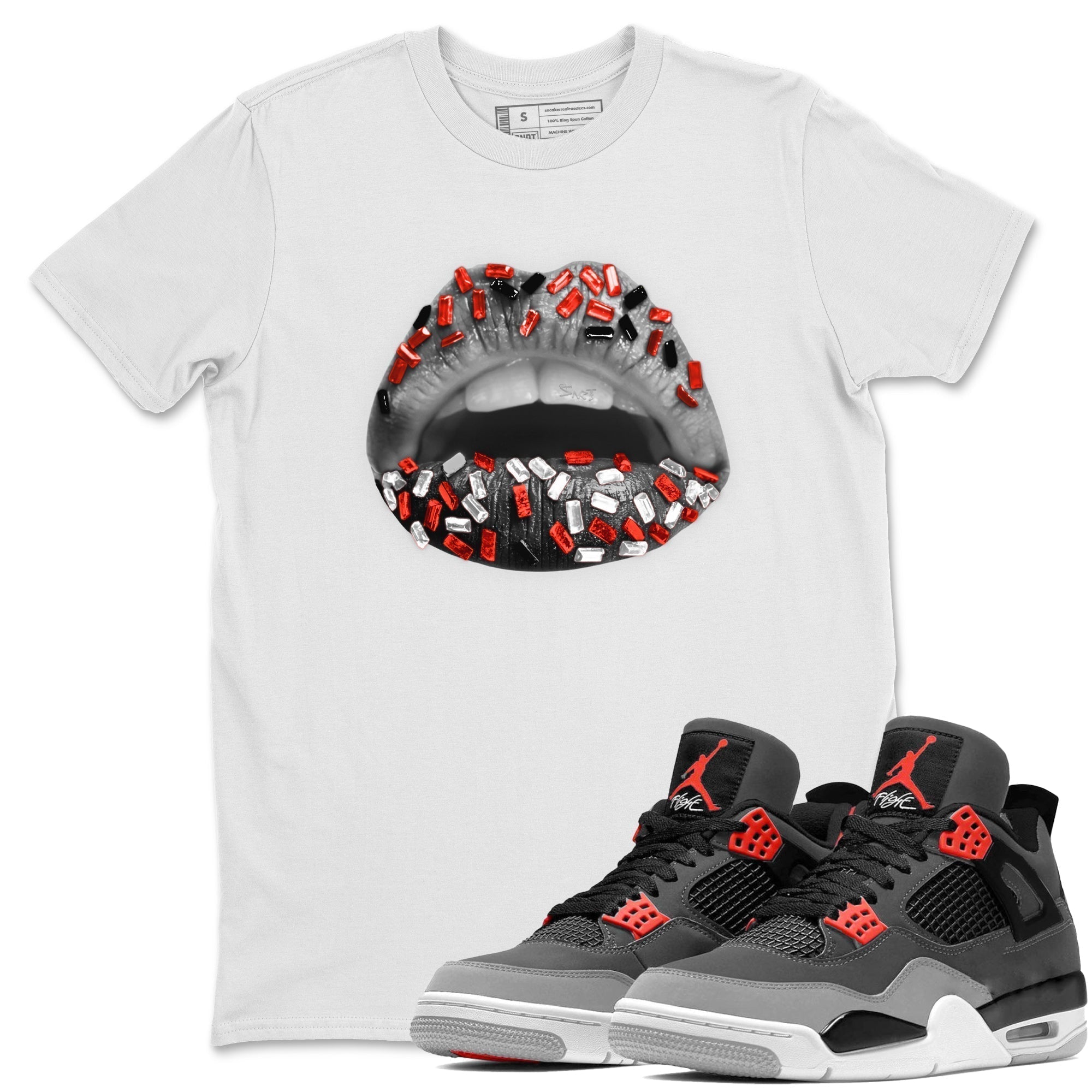 Lips Jewel Unisex Tops - Air Jordan 4 Infrared