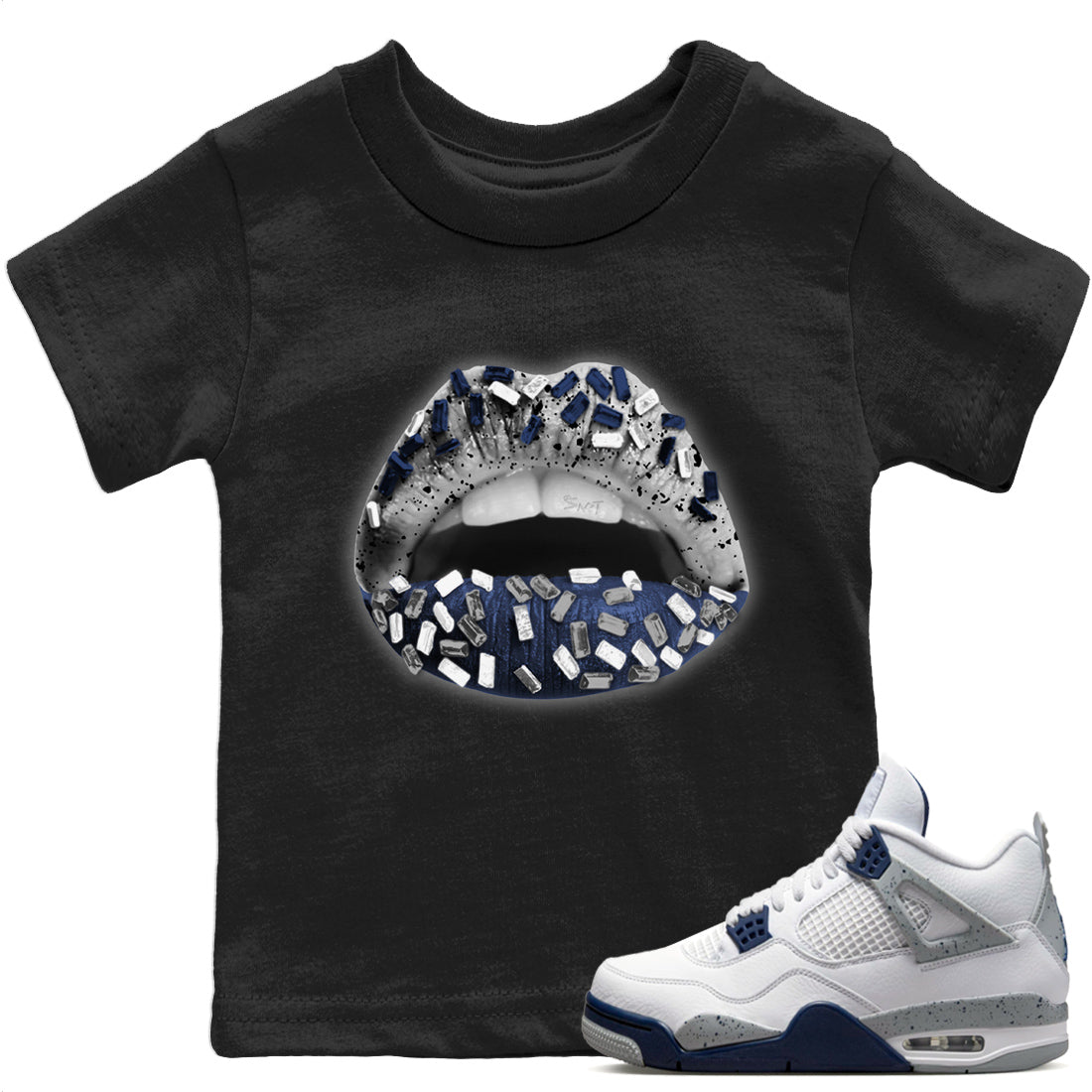 Lips Jewel Kids Tops - Air Jordan 4 Midnight Navy