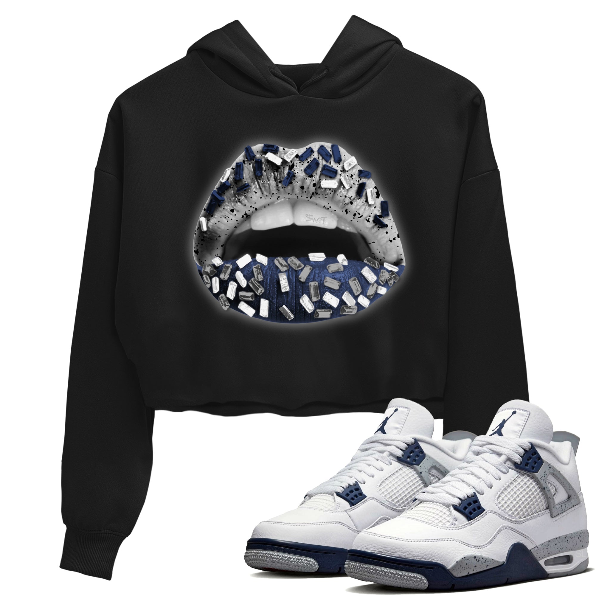 Lips Jewel Women's Tops - Air Jordan 4 Midnight Navy