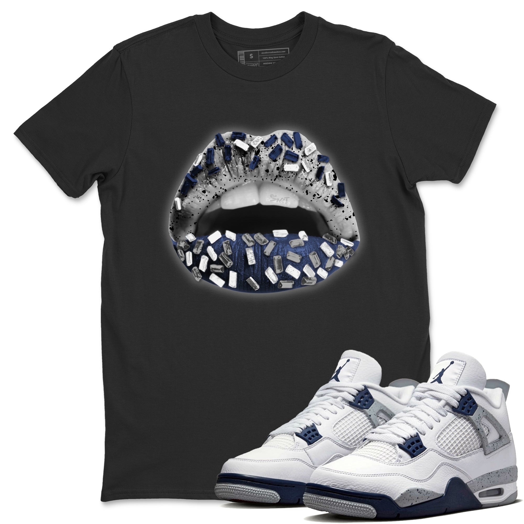 Lips Jewel Unisex Tops - Air Jordan 4 Midnight Navy