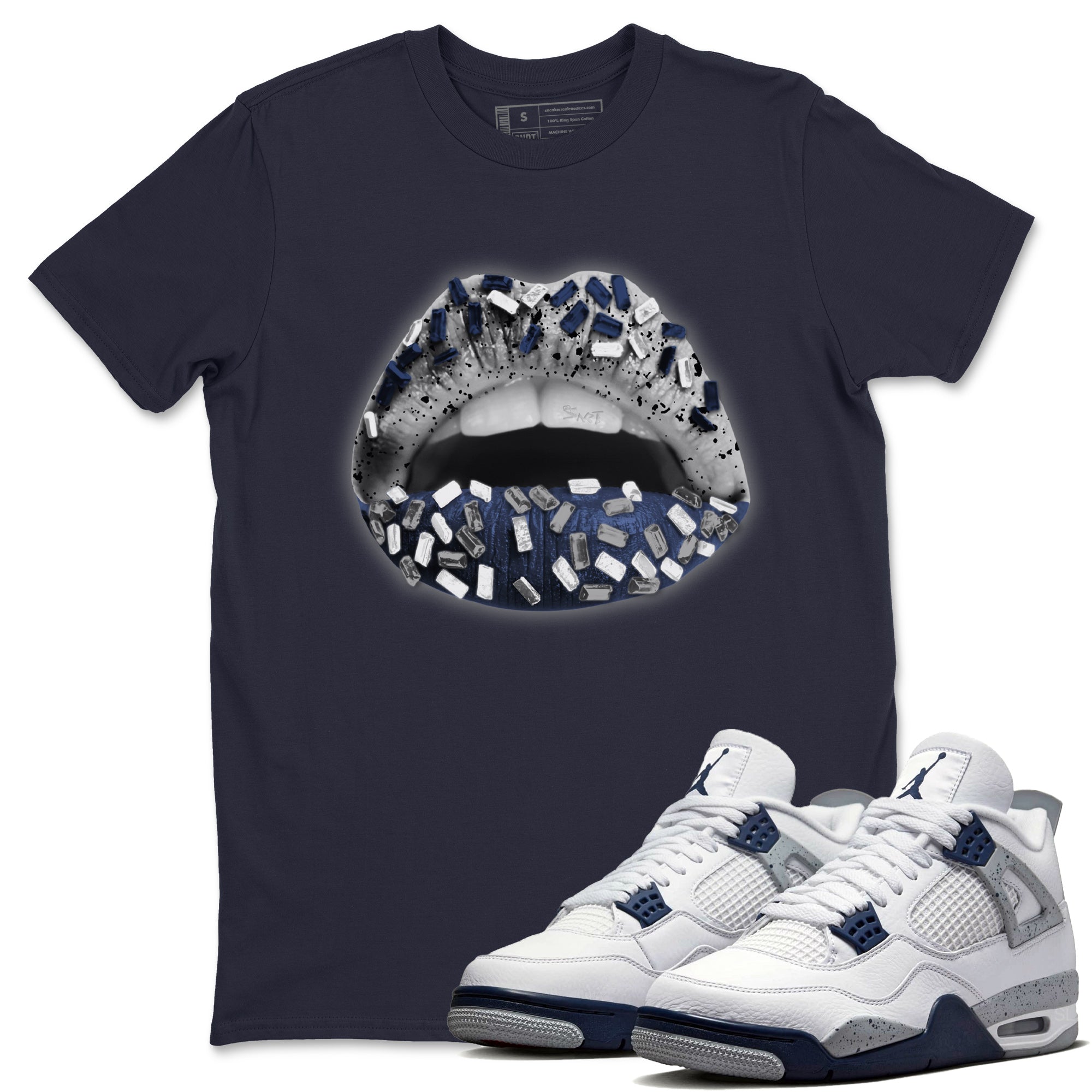 Lips Jewel Unisex Tops - Air Jordan 4 Midnight Navy