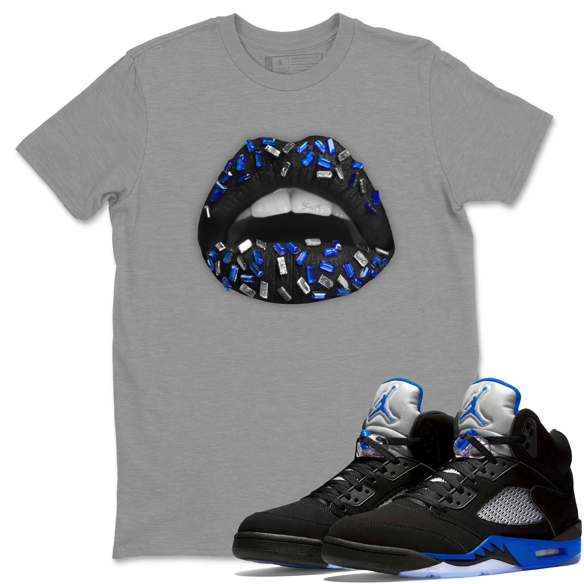 Lips Jewel Unisex Tops - Air Jordan 5 Racer Blue