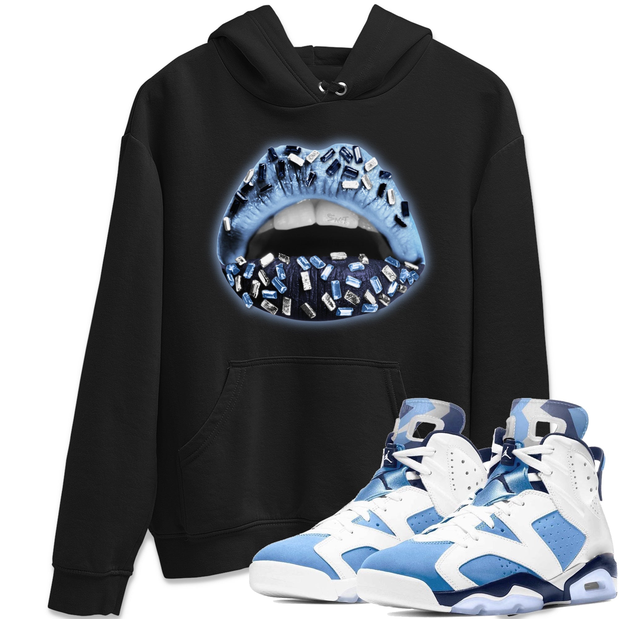 Lips Jewel Unisex Tops - Air Jordan 6 UNC