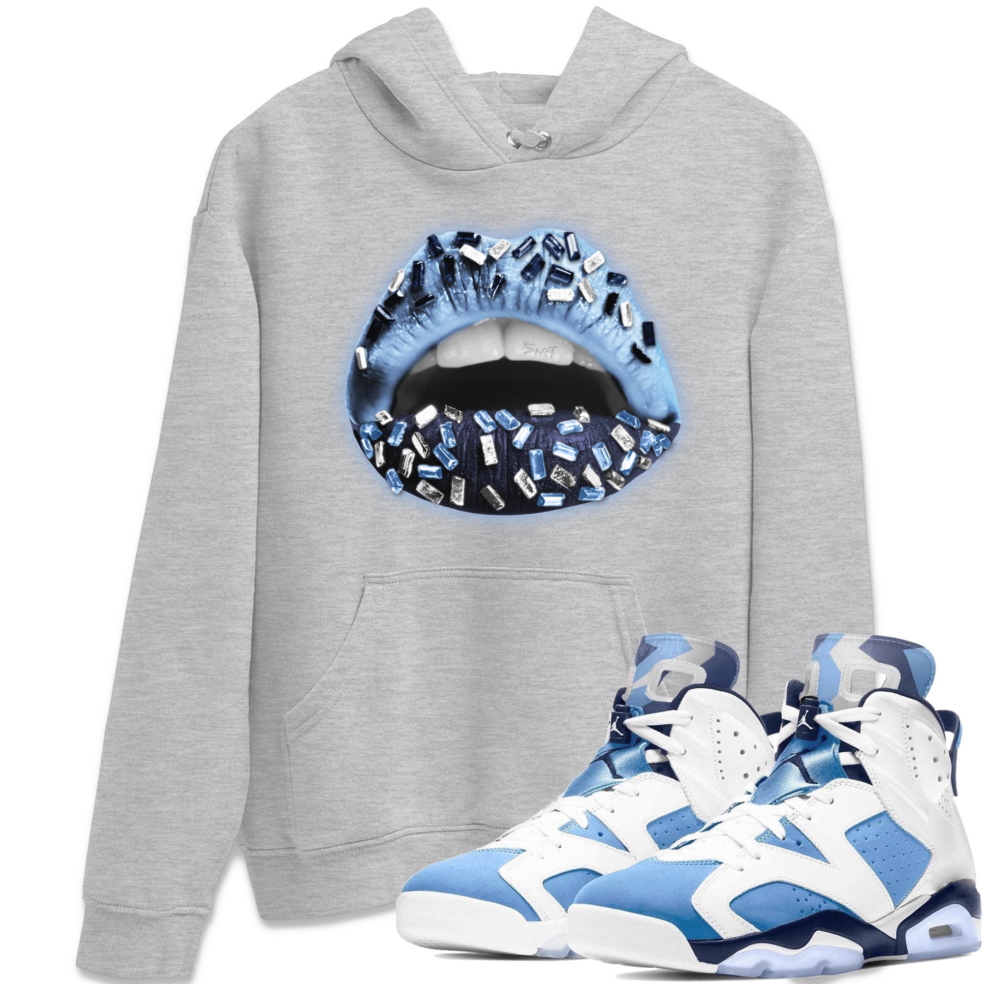 Lips Jewel Unisex Tops - Air Jordan 6 UNC
