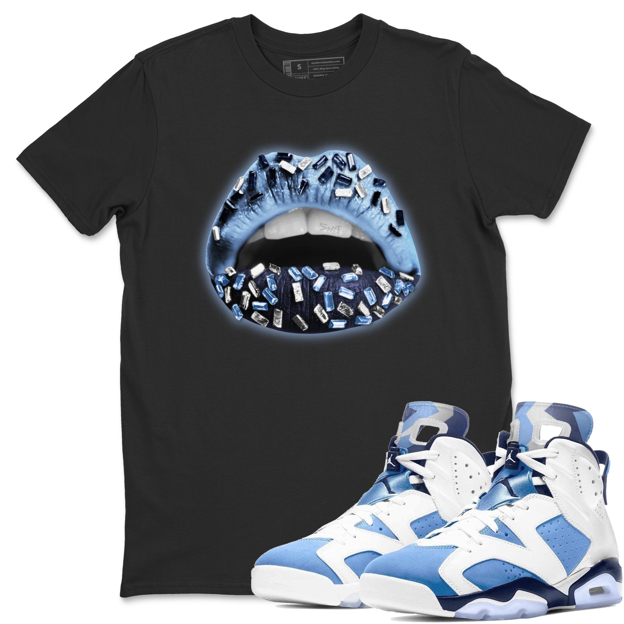 Lips Jewel Unisex Tops - Air Jordan 6 UNC