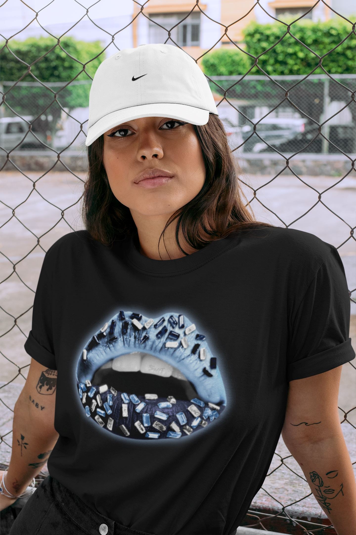 Lips Jewel Unisex Tops - Air Jordan 6 UNC