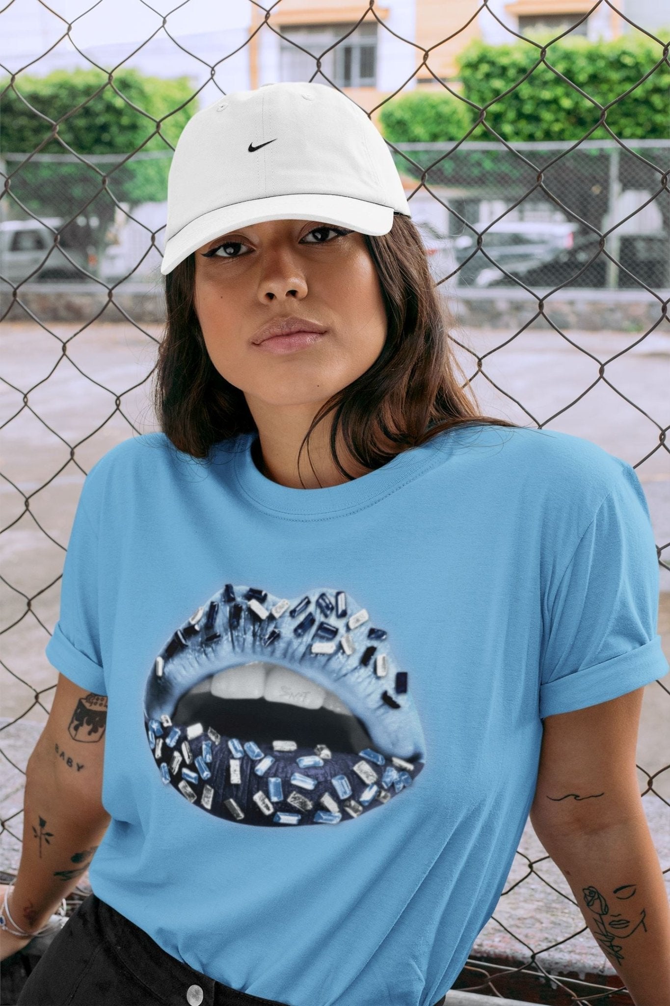 Lips Jewel Unisex Tops - Air Jordan 6 UNC