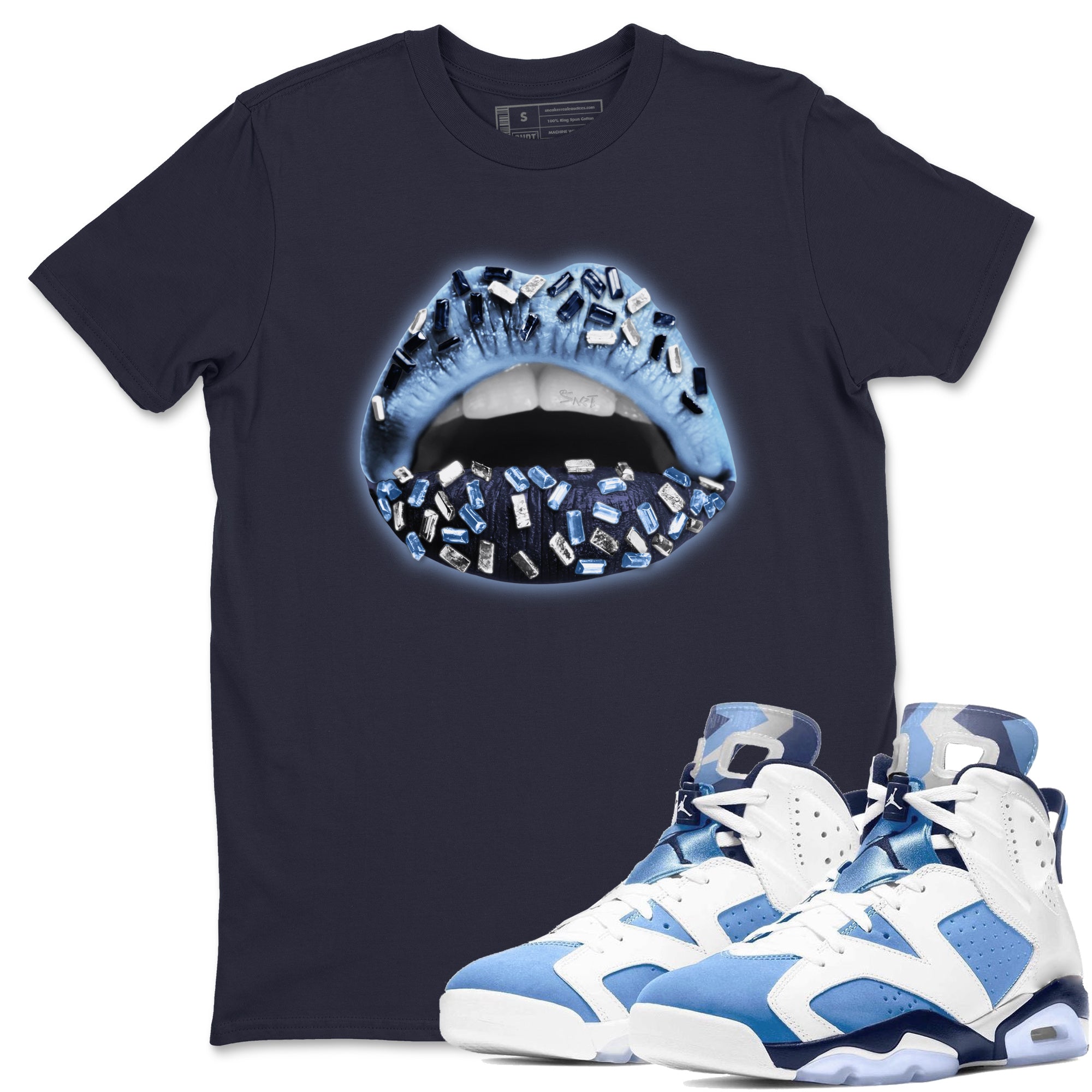 Lips Jewel Unisex Tops - Air Jordan 6 UNC