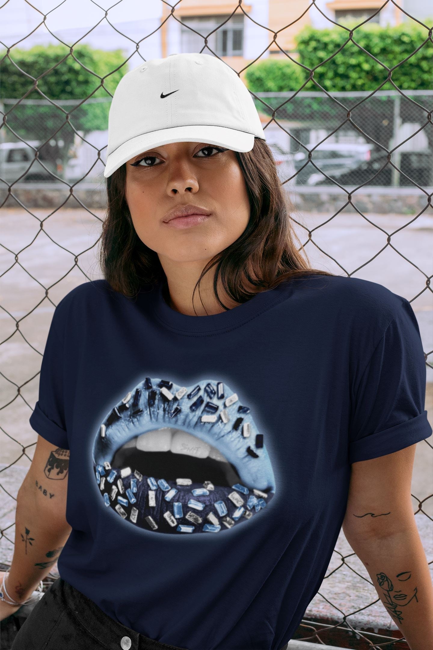 Lips Jewel Unisex Tops - Air Jordan 6 UNC