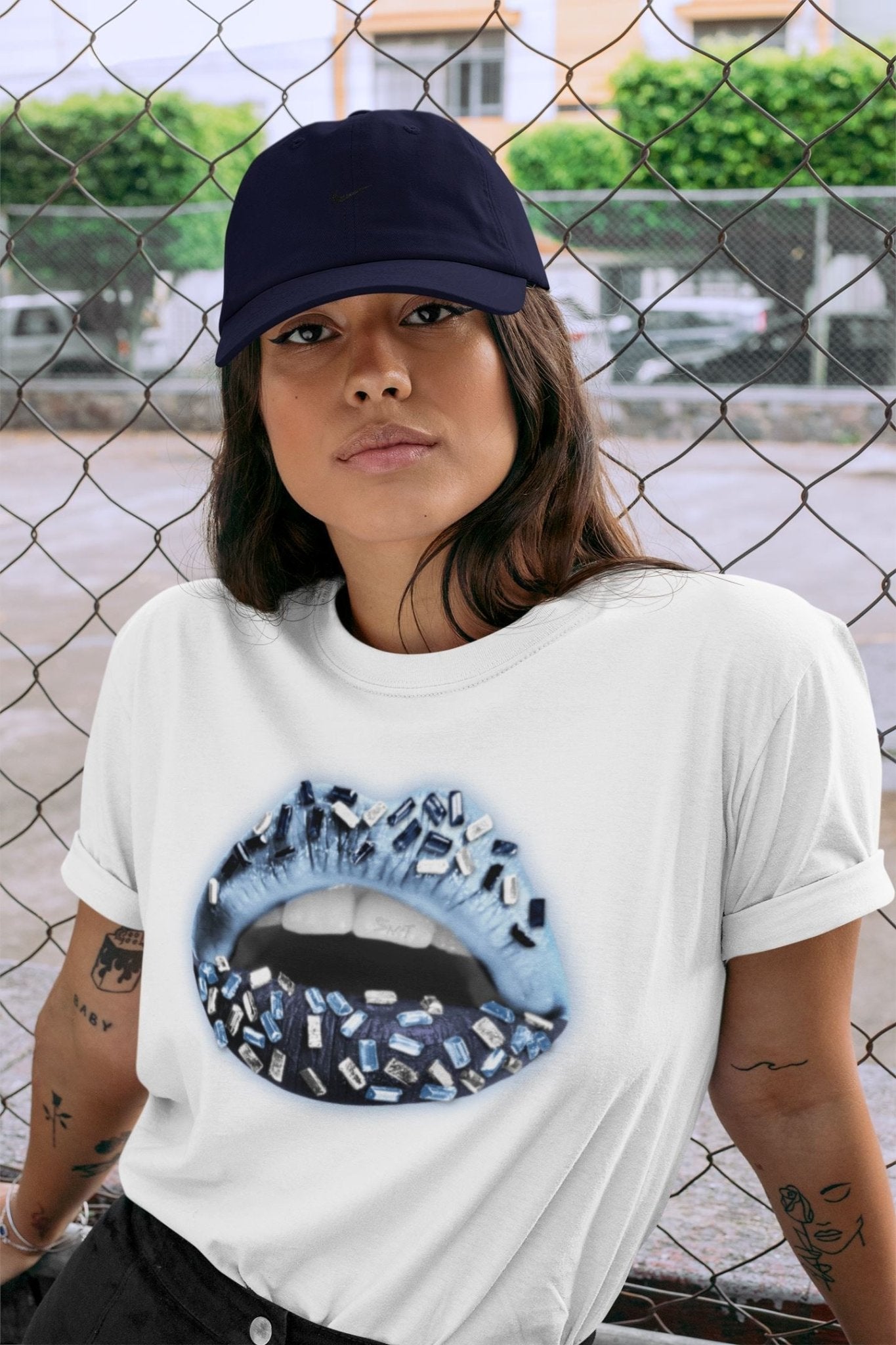 Lips Jewel Unisex Tops - Air Jordan 6 UNC