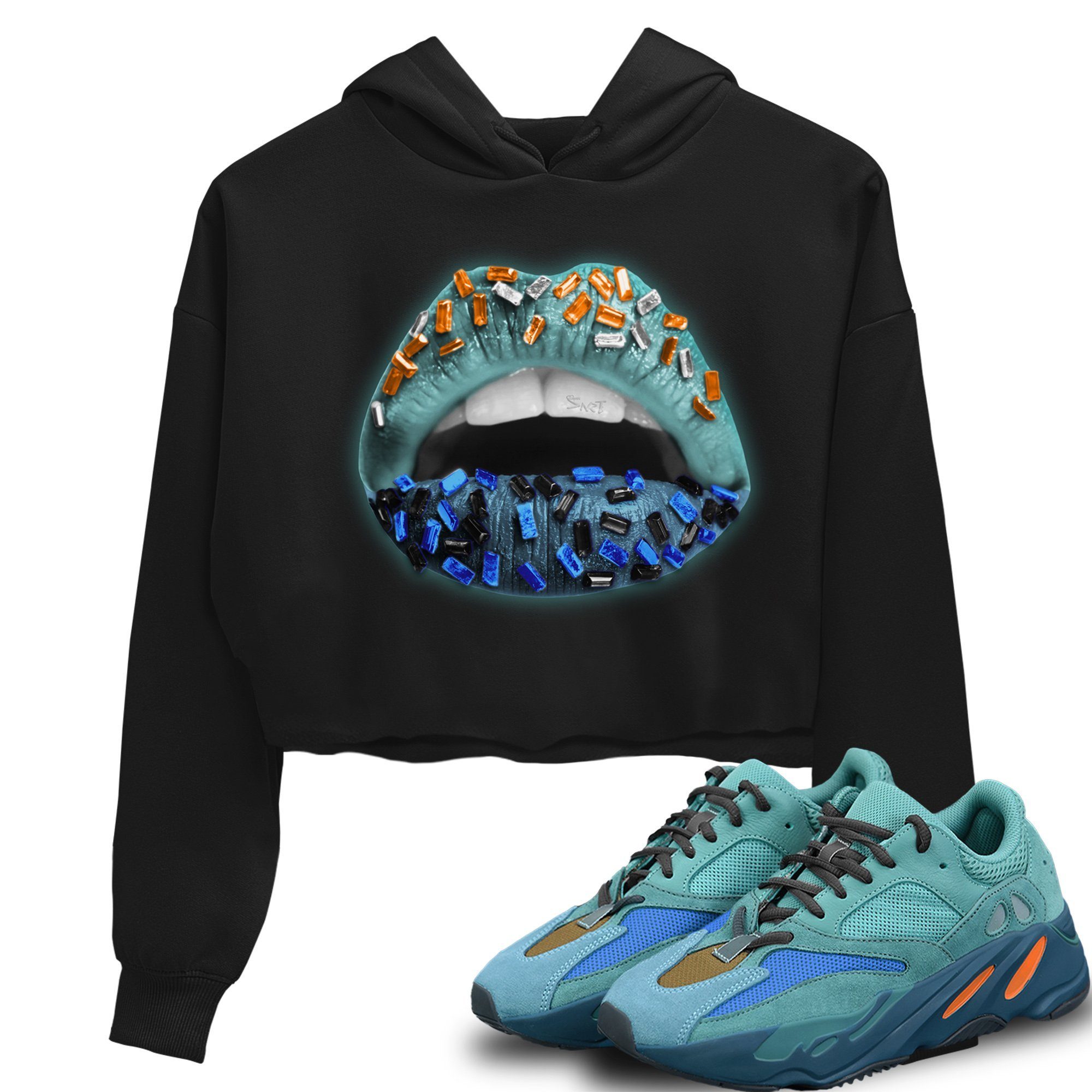 Lips Jewel Women's Tops - Yeezy 700 Faded Azure