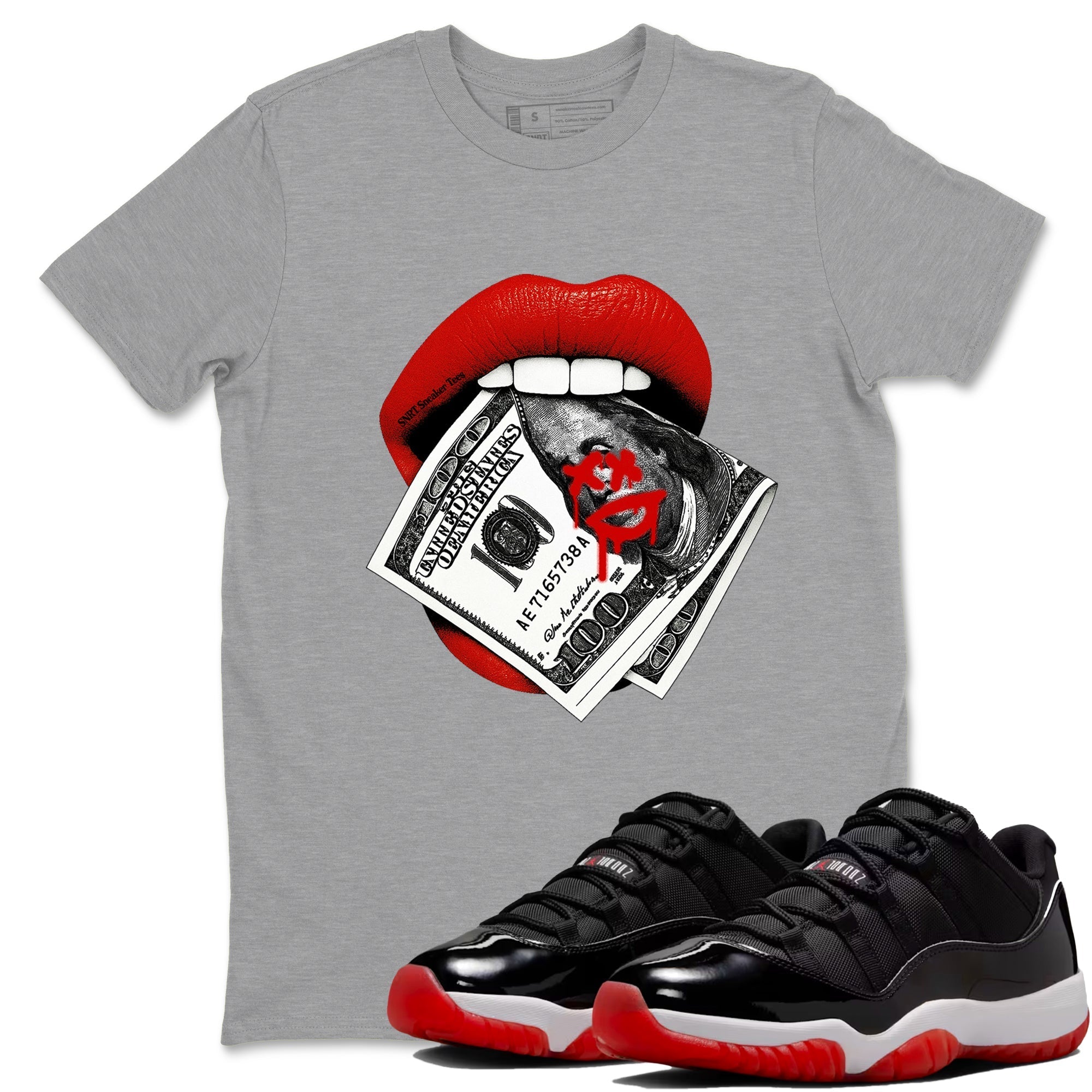 Lips Money snkmatch Tees - Air Jordan 11 Bred