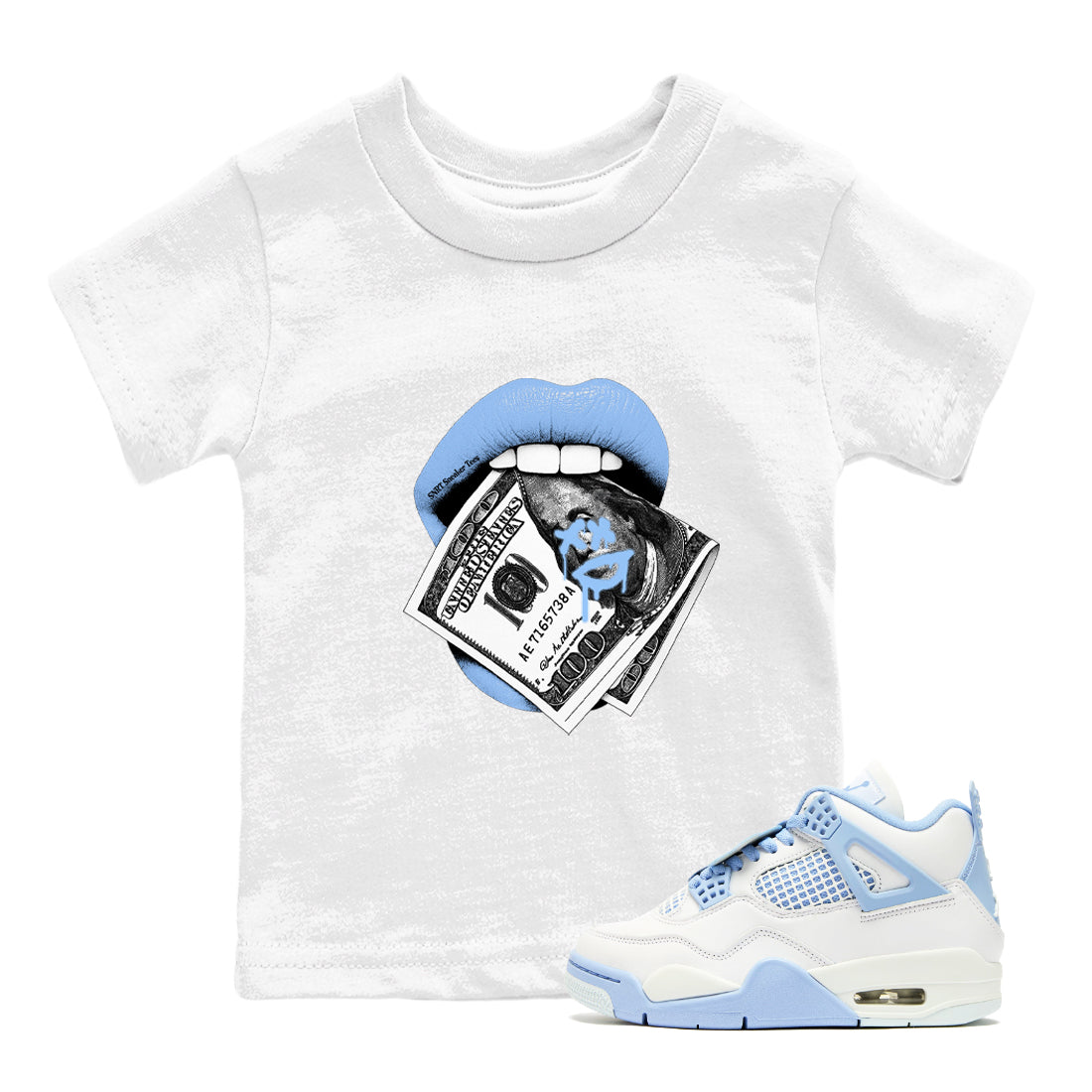 Lips Money snkmatch Tees Kids - Air Jordan 4 Forget Me Not