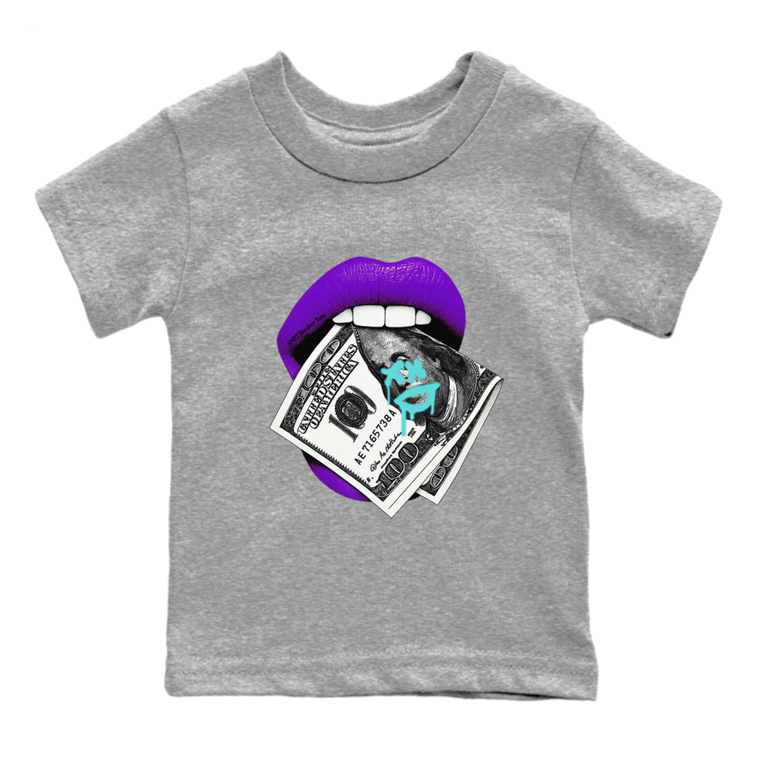 Lips Money snkmatch Tees Kids - Air Jordan 5 Grape