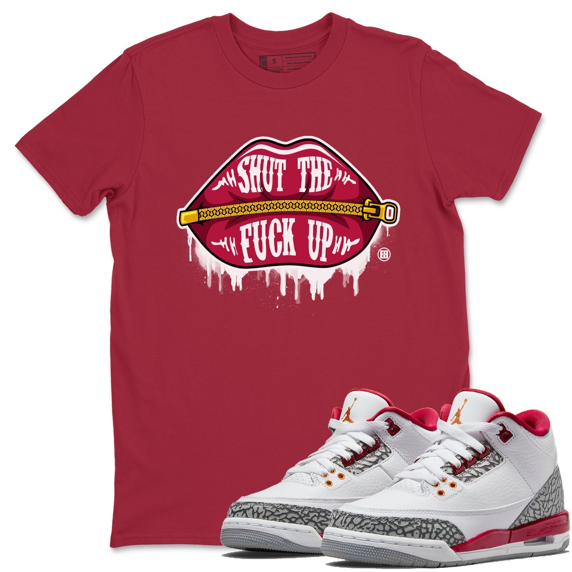 Lips Zipper Unisex Tops - Air Jordan 3 Cardinal
