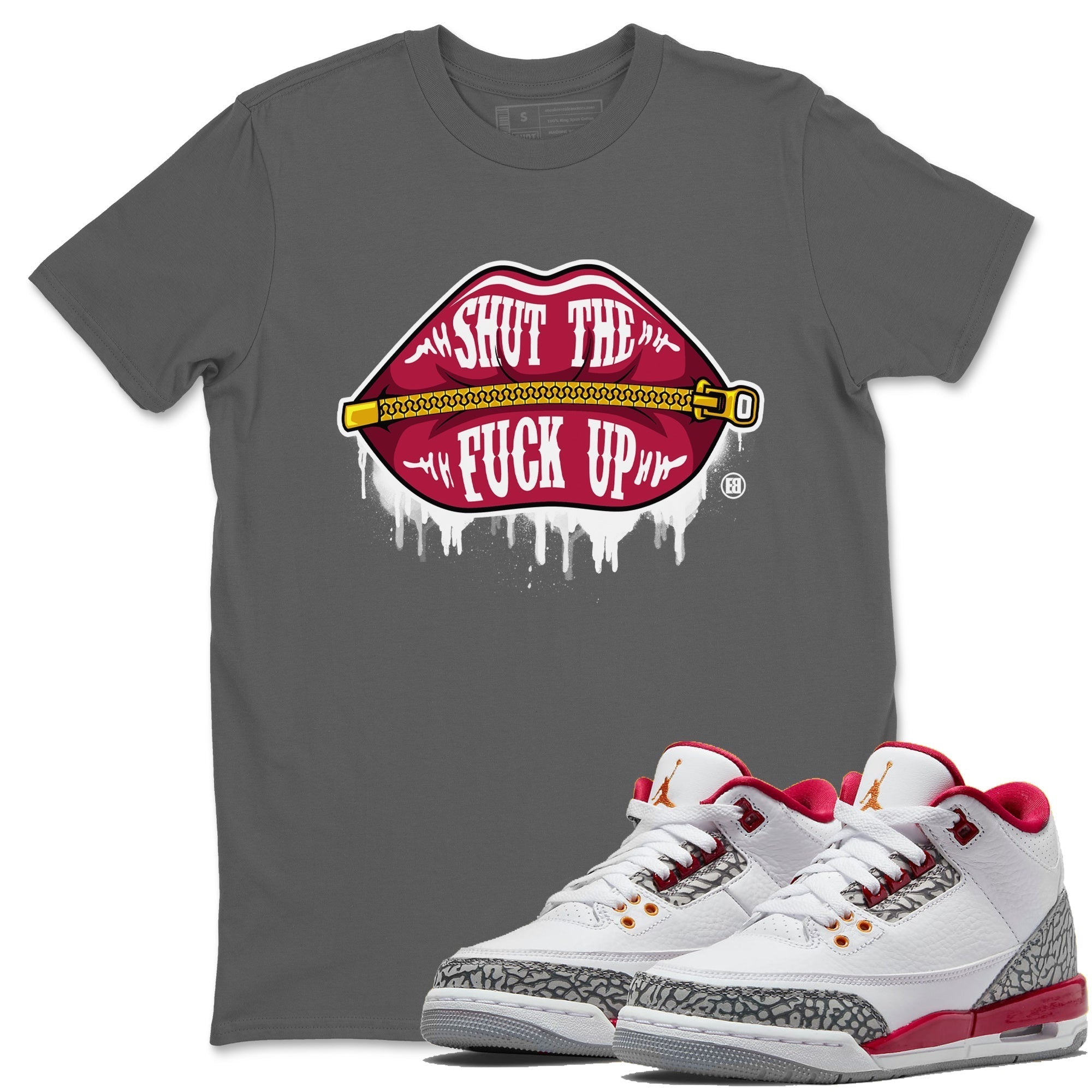 Lips Zipper Unisex Tops - Air Jordan 3 Cardinal