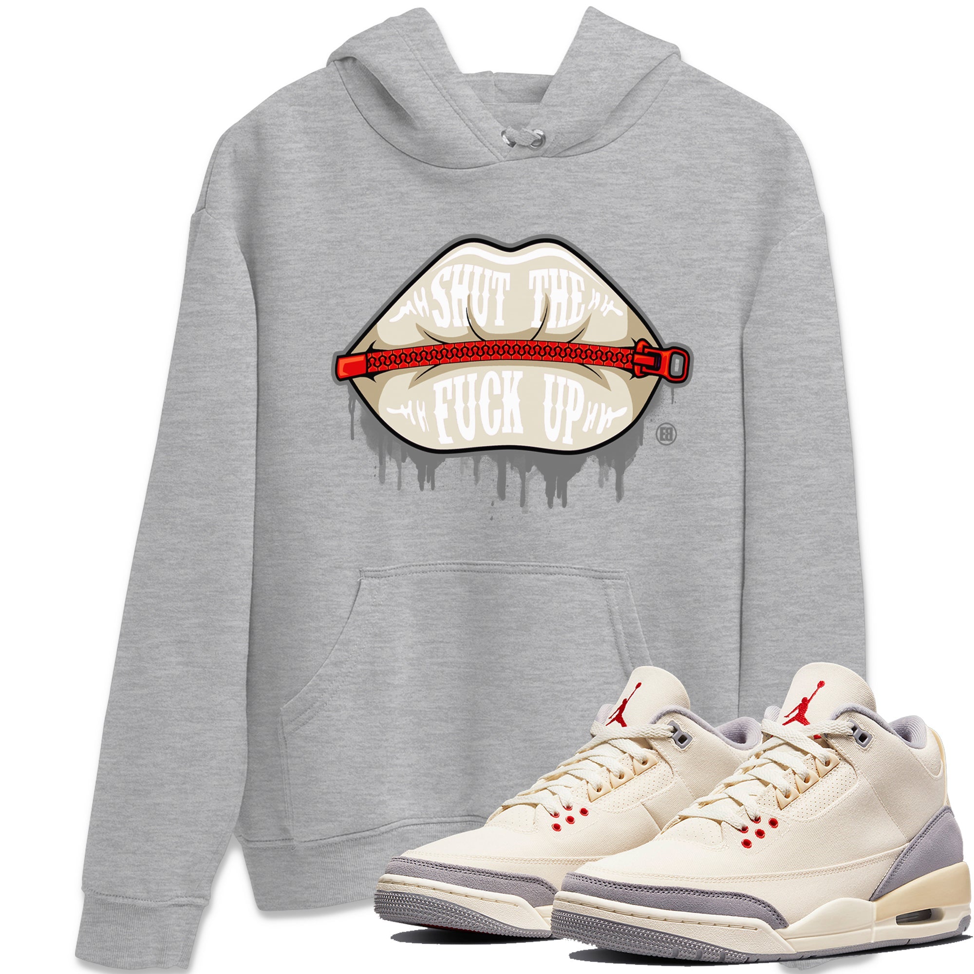 Lips Zipper Unisex Tops - Air Jordan 3 Muslin